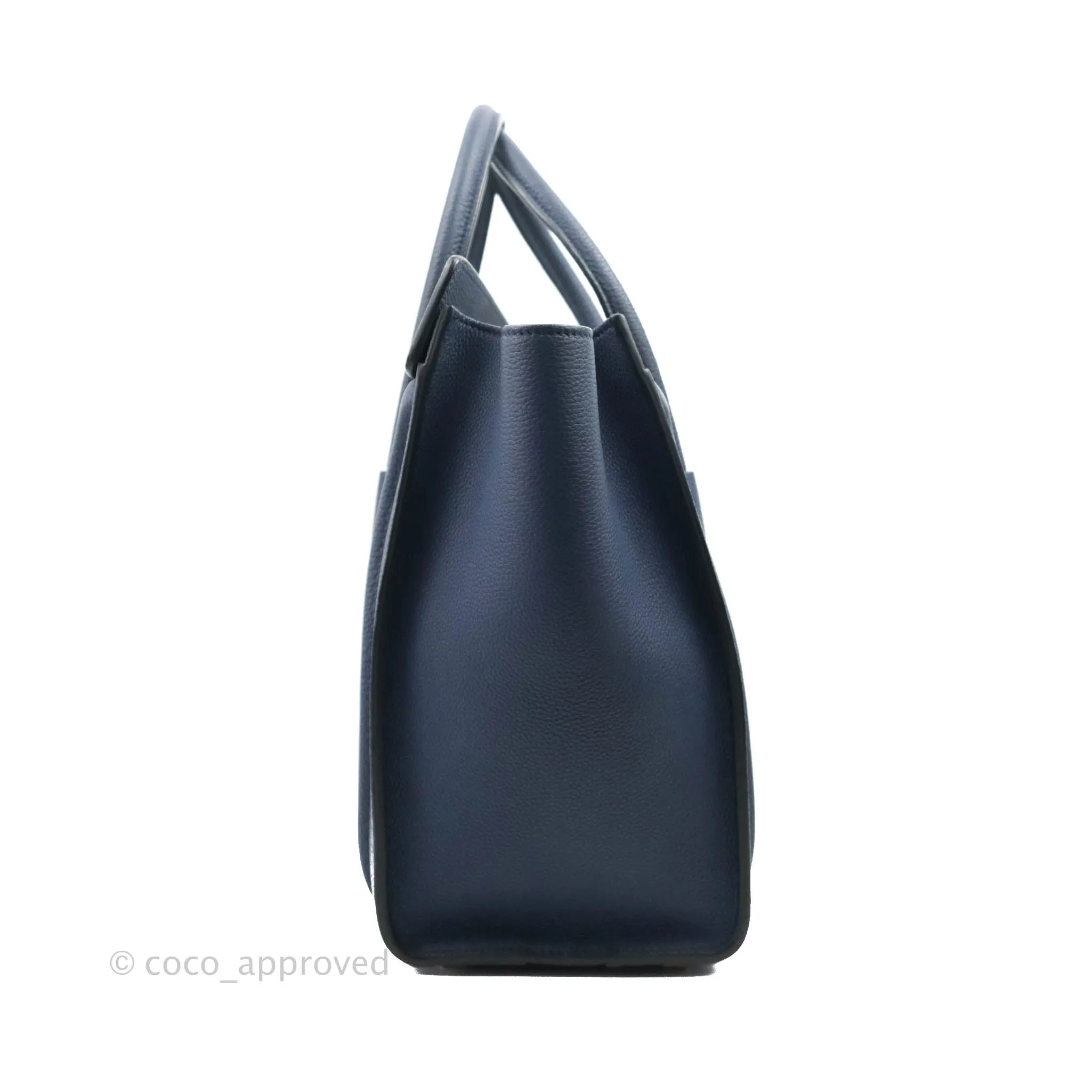 Celine Micro Luggage Handbag Navy Grained Calfskin Gold Hardware