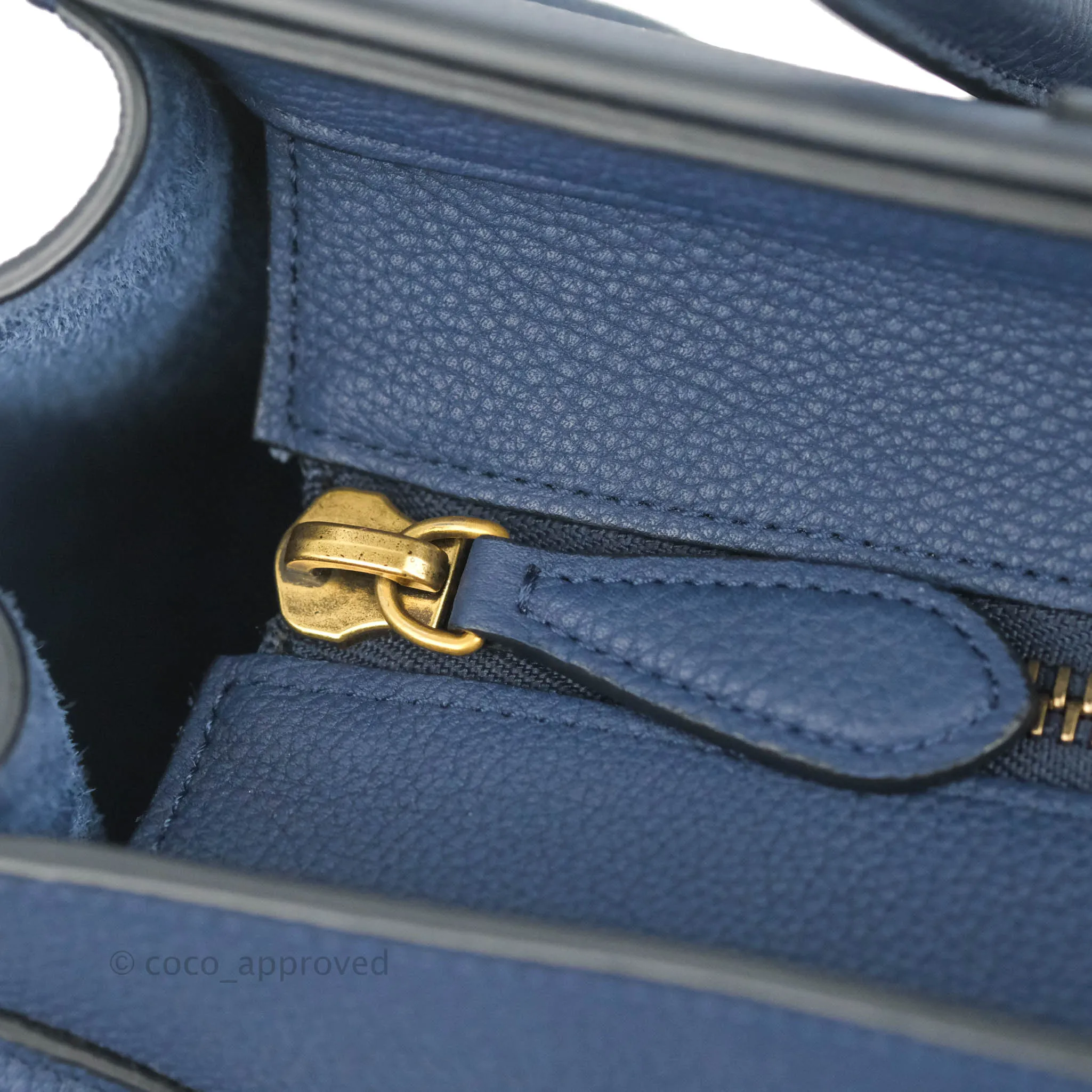 Celine Micro Luggage Handbag Navy Grained Calfskin Gold Hardware