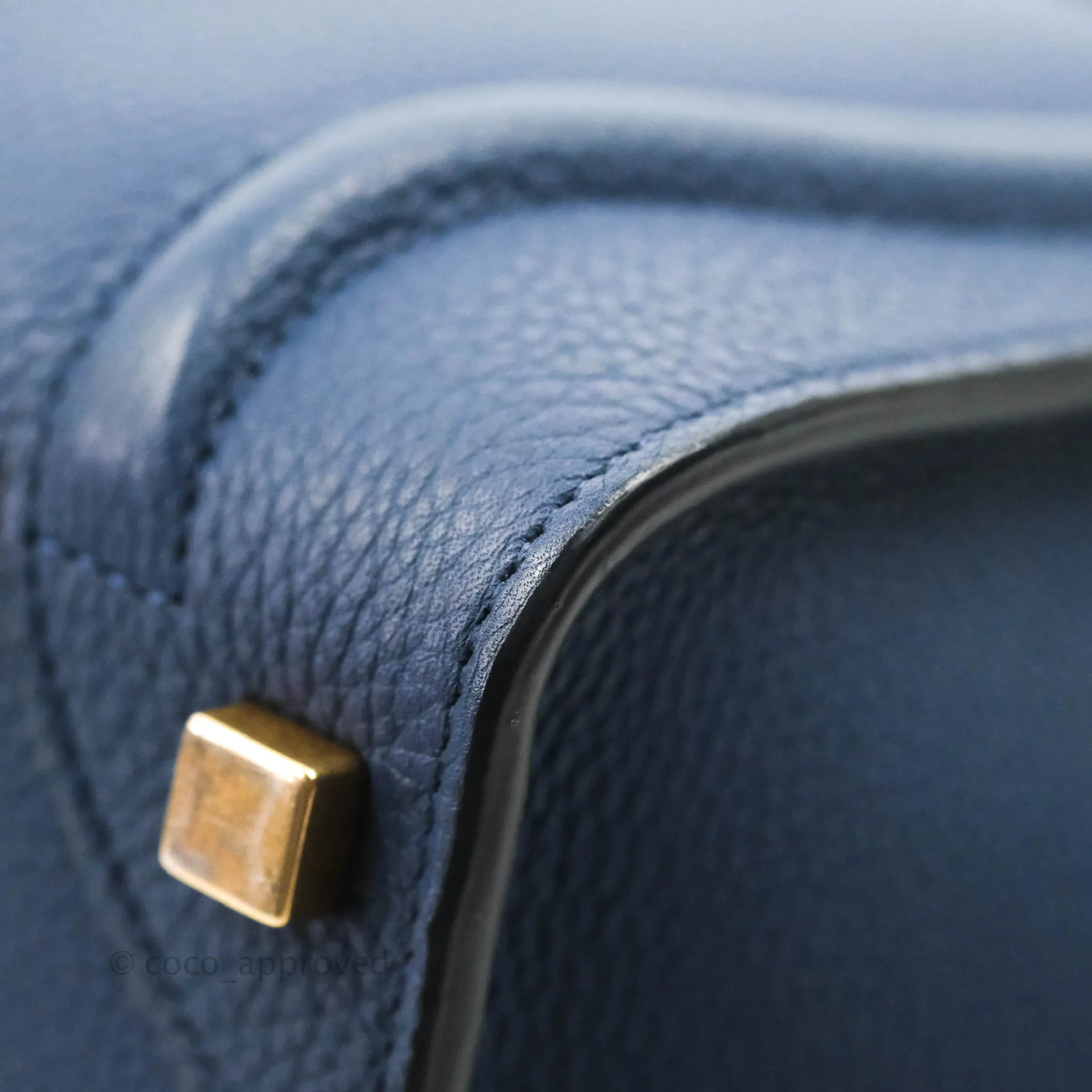 Celine Micro Luggage Handbag Navy Grained Calfskin Gold Hardware