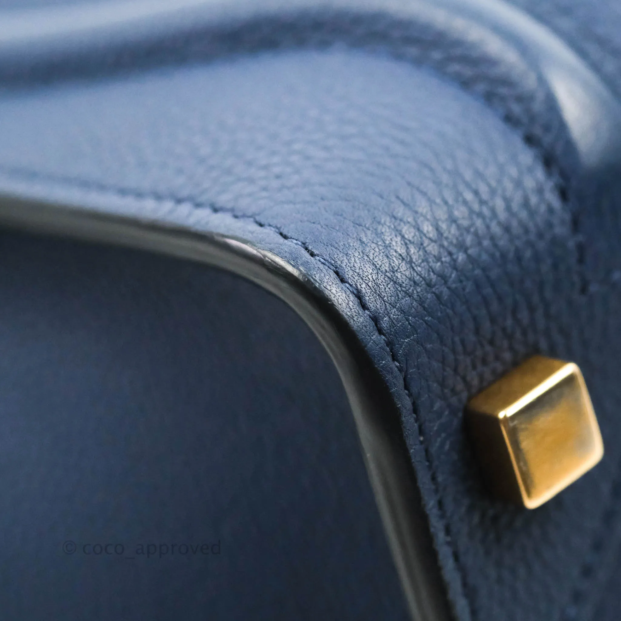Celine Micro Luggage Handbag Navy Grained Calfskin Gold Hardware