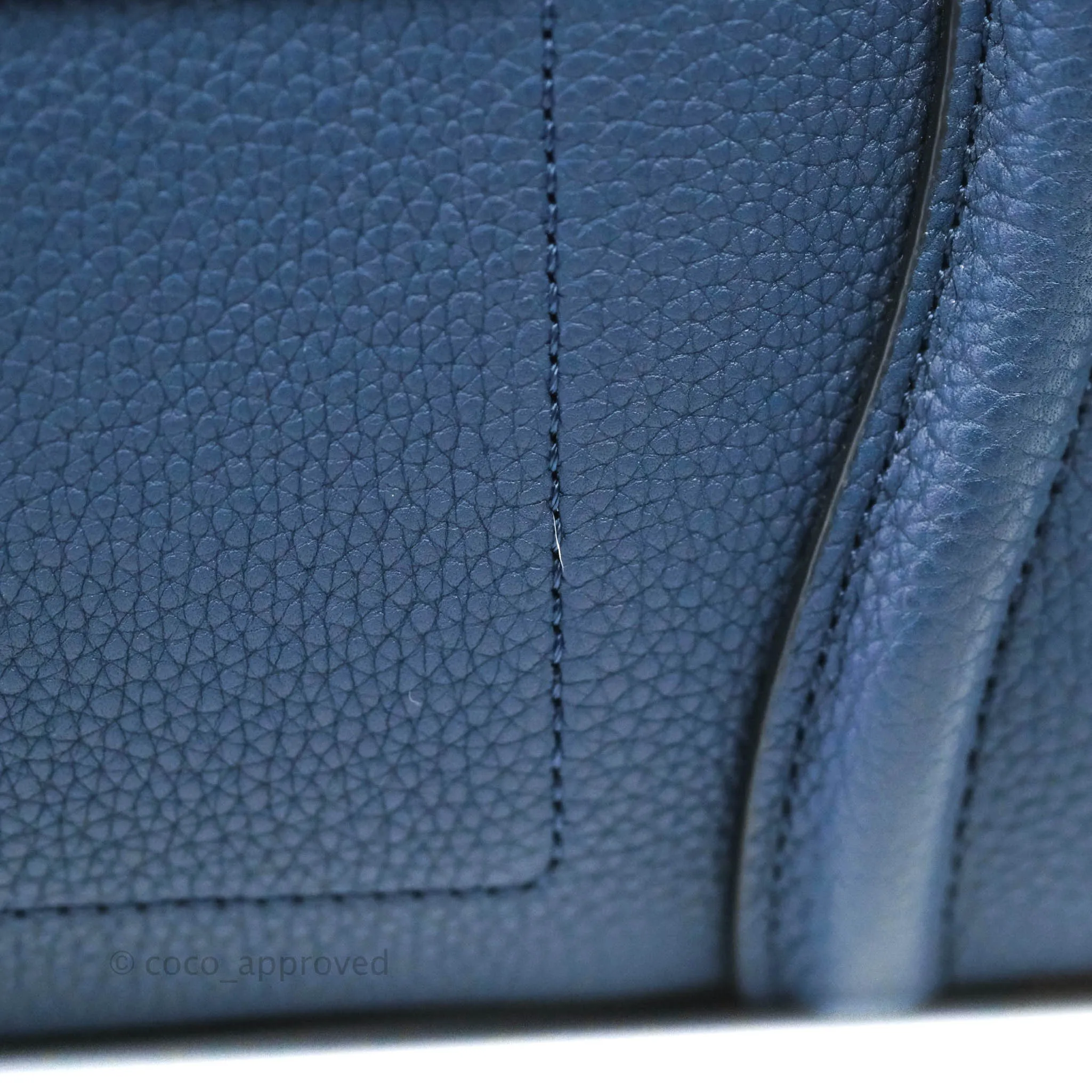 Celine Micro Luggage Handbag Navy Grained Calfskin Gold Hardware