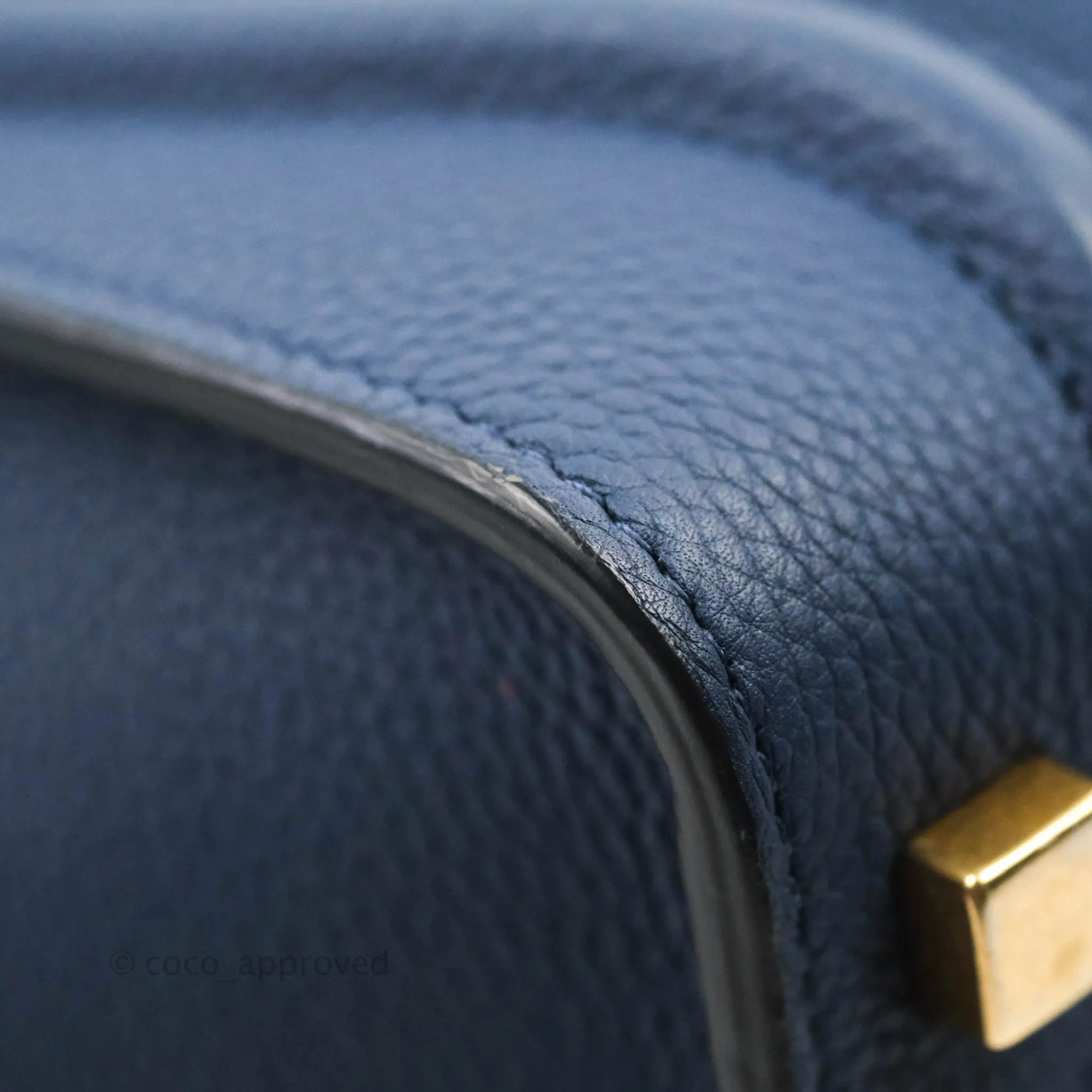 Celine Micro Luggage Handbag Navy Grained Calfskin Gold Hardware
