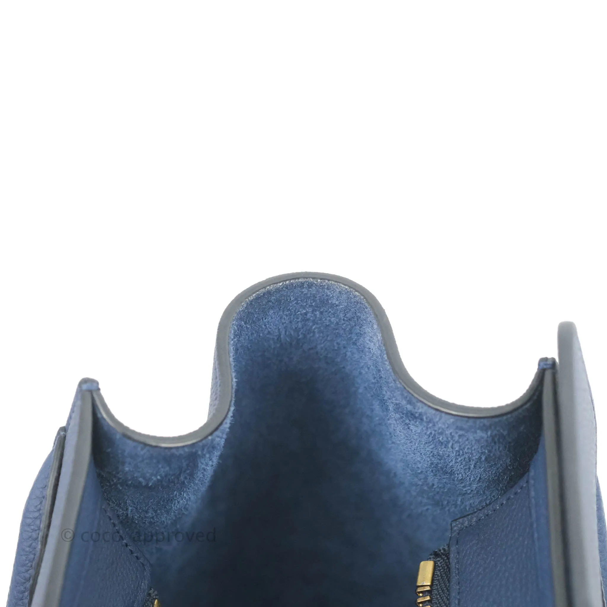 Celine Micro Luggage Handbag Navy Grained Calfskin Gold Hardware