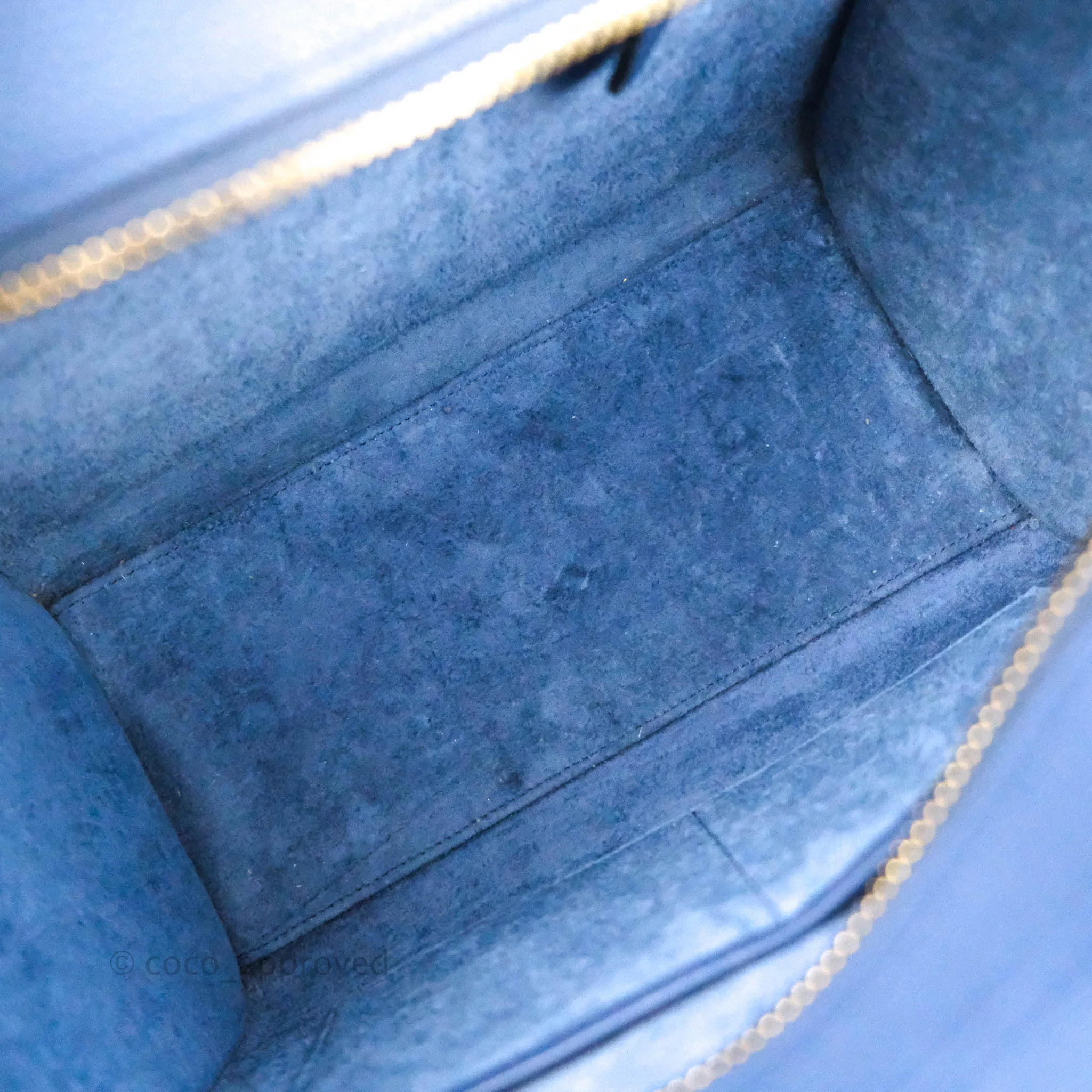 Celine Micro Luggage Handbag Navy Grained Calfskin Gold Hardware