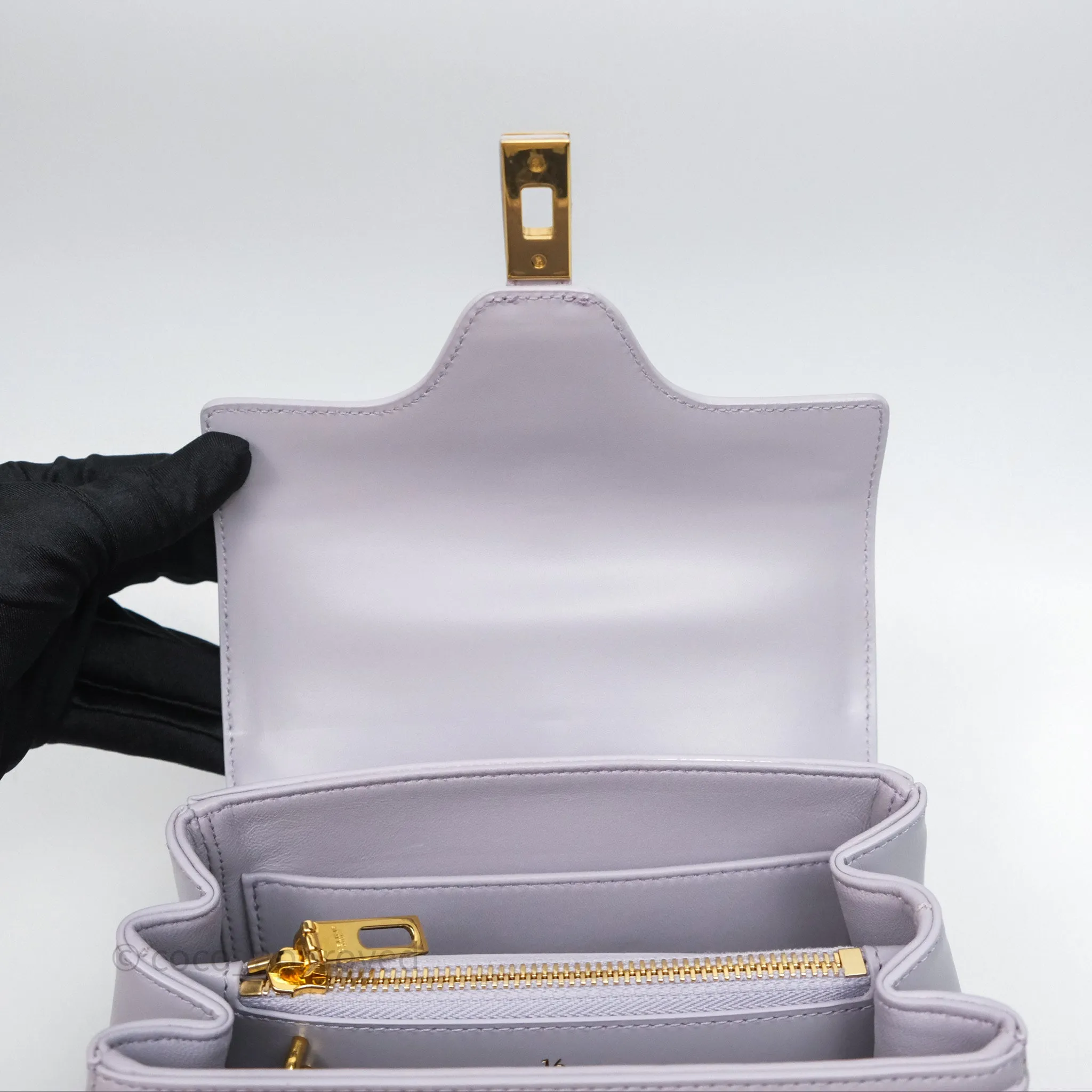 Celine Mini 16 Bag in Satinated Calfskin Light Lilac