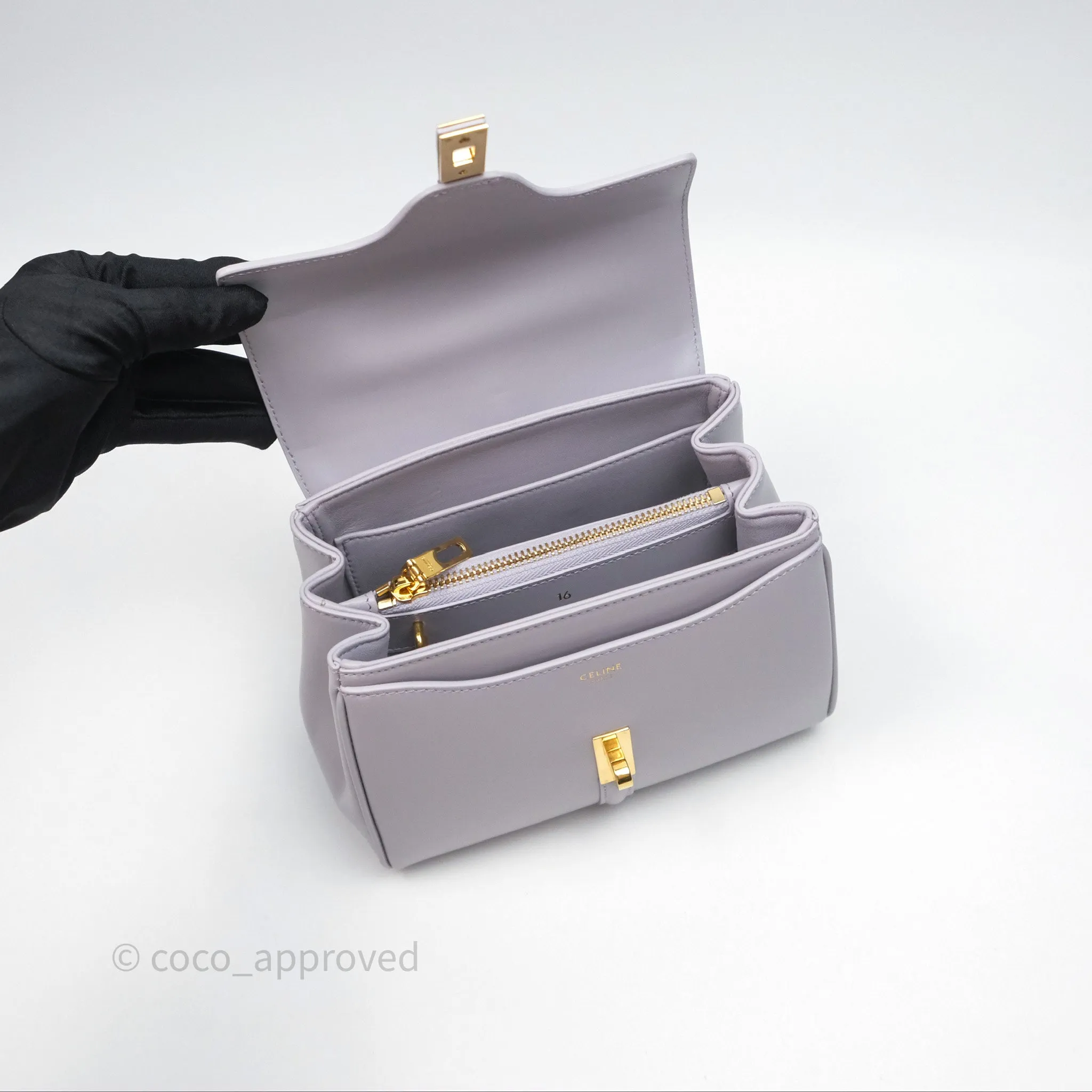 Celine Mini 16 Bag in Satinated Calfskin Light Lilac