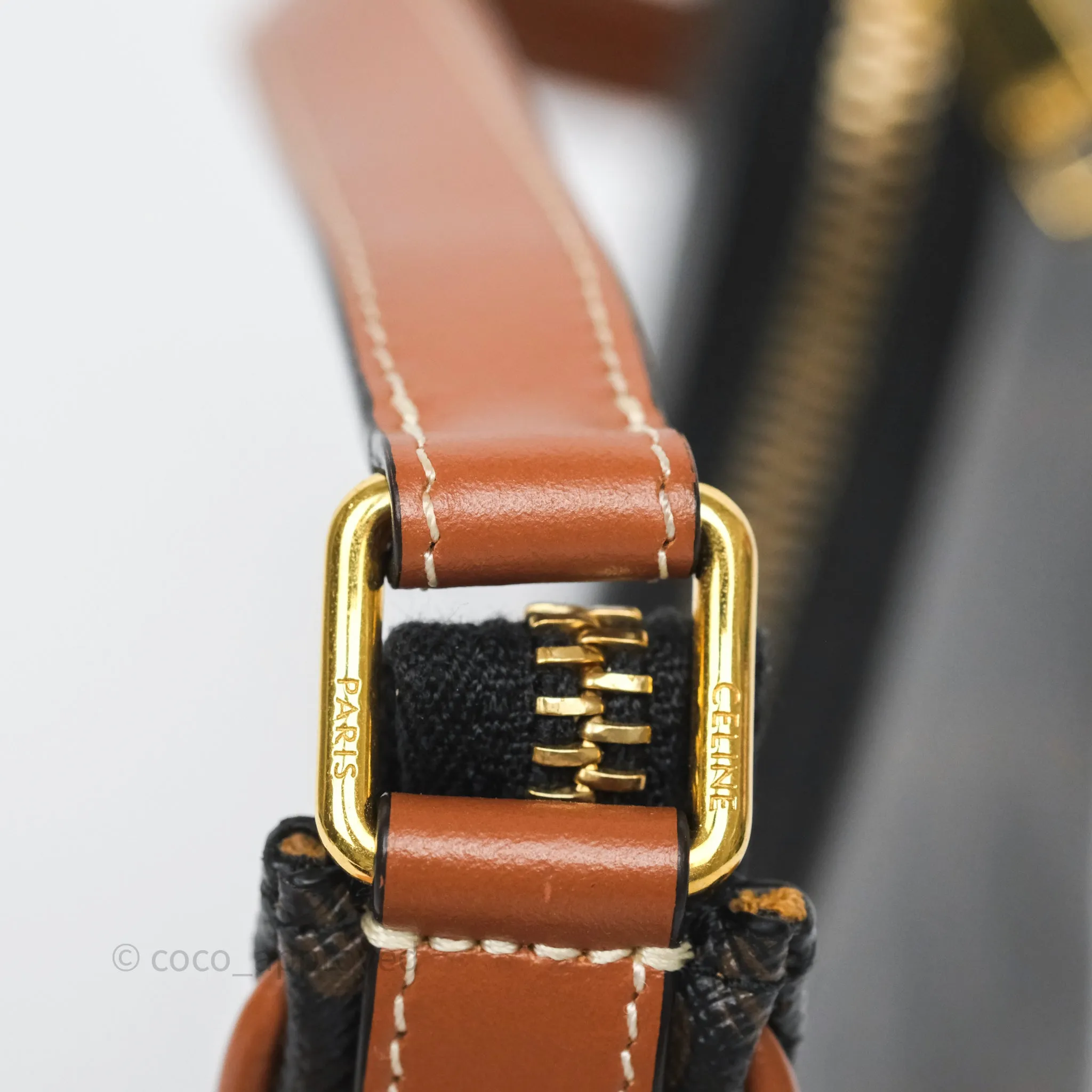 Celine Mini Ava Bag In Triomphe Canvas Calfskin Tan