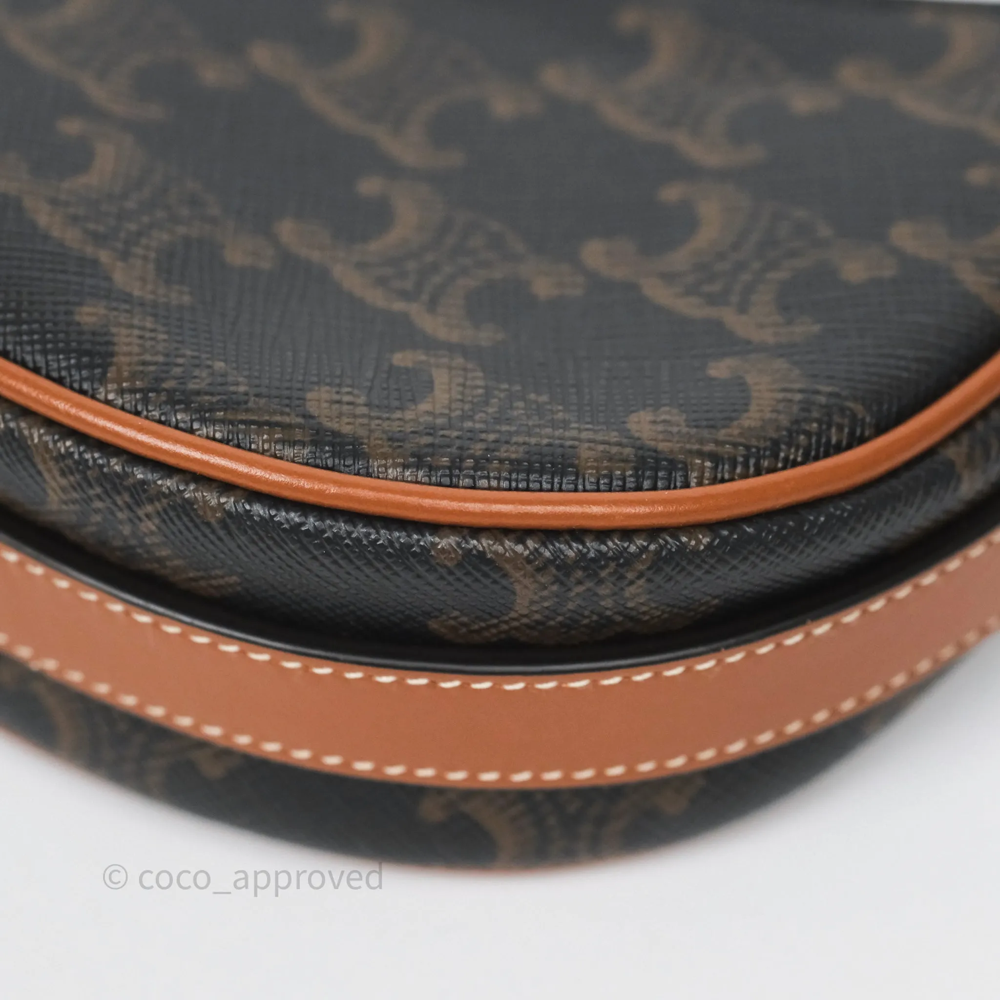 Celine Mini Ava Bag In Triomphe Canvas Calfskin Tan