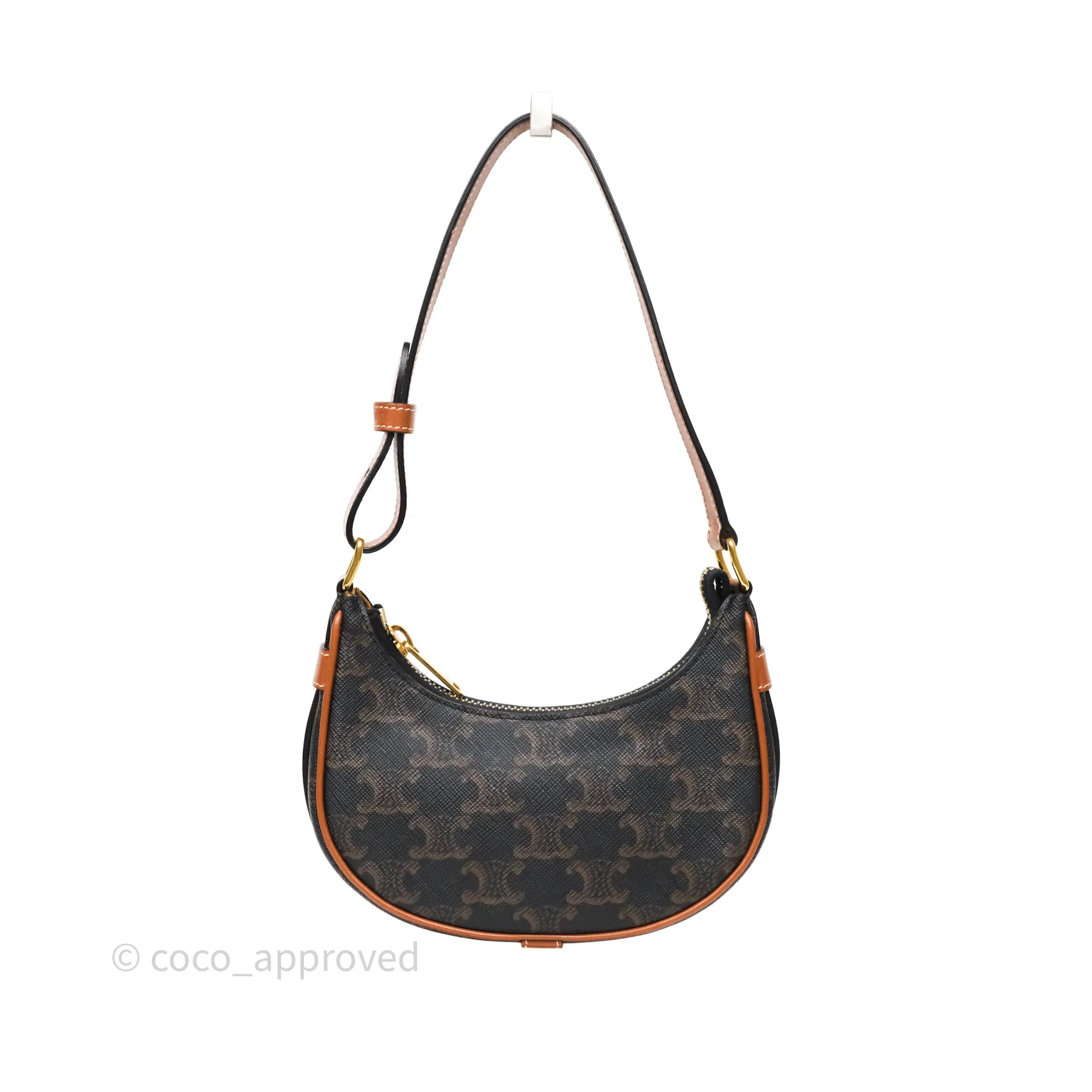 Celine Mini Ava Bag In Triomphe Canvas Calfskin Tan