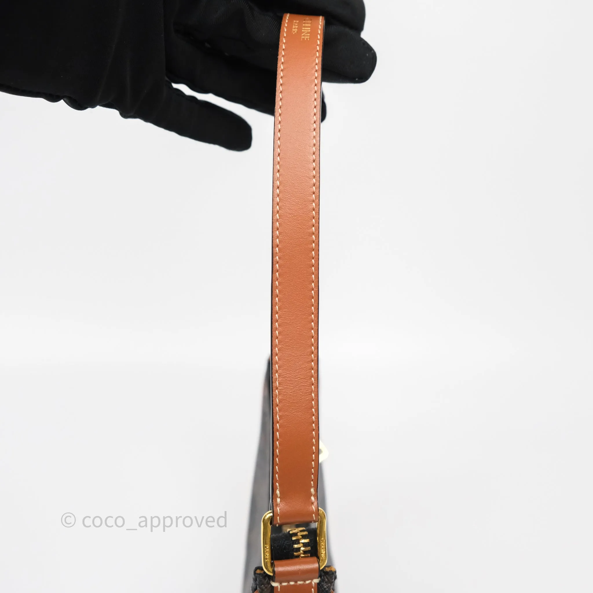 Celine Mini Ava Bag In Triomphe Canvas Calfskin Tan