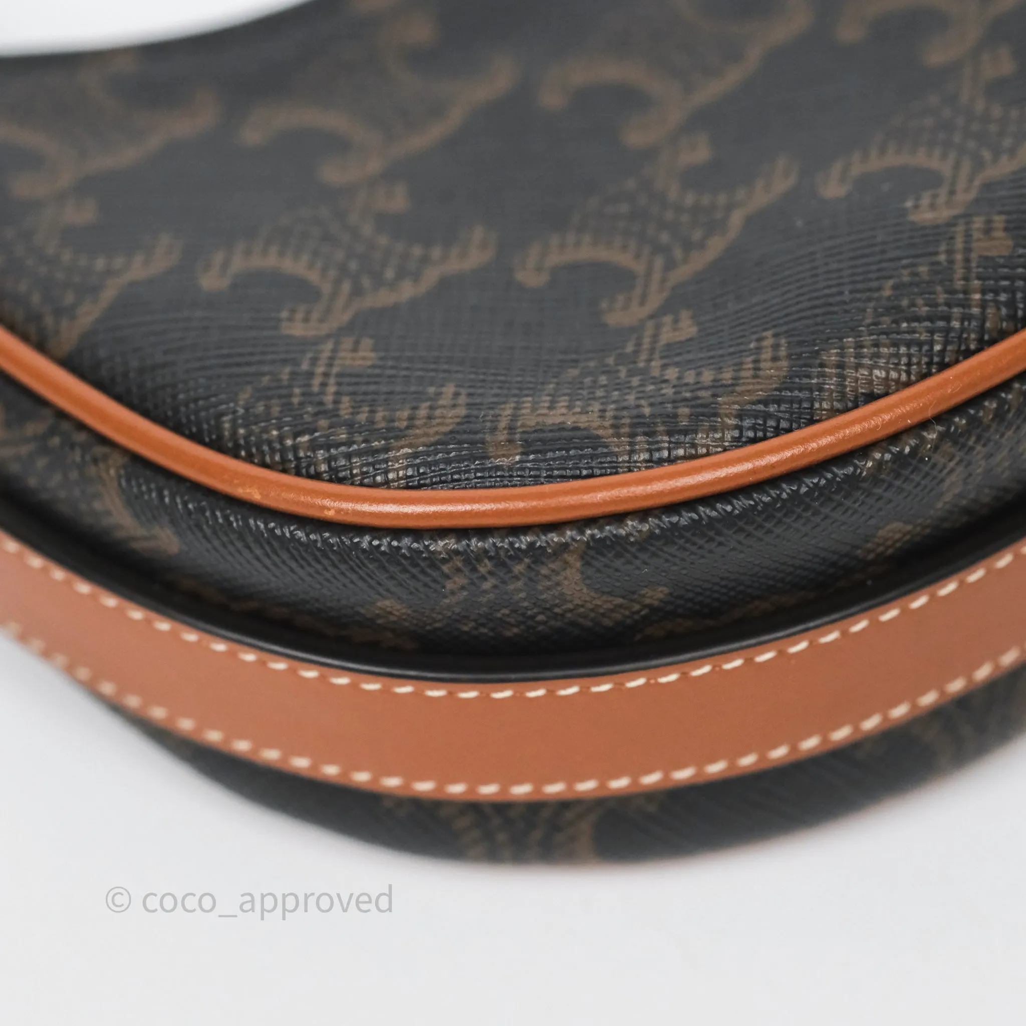 Celine Mini Ava Bag In Triomphe Canvas Calfskin Tan