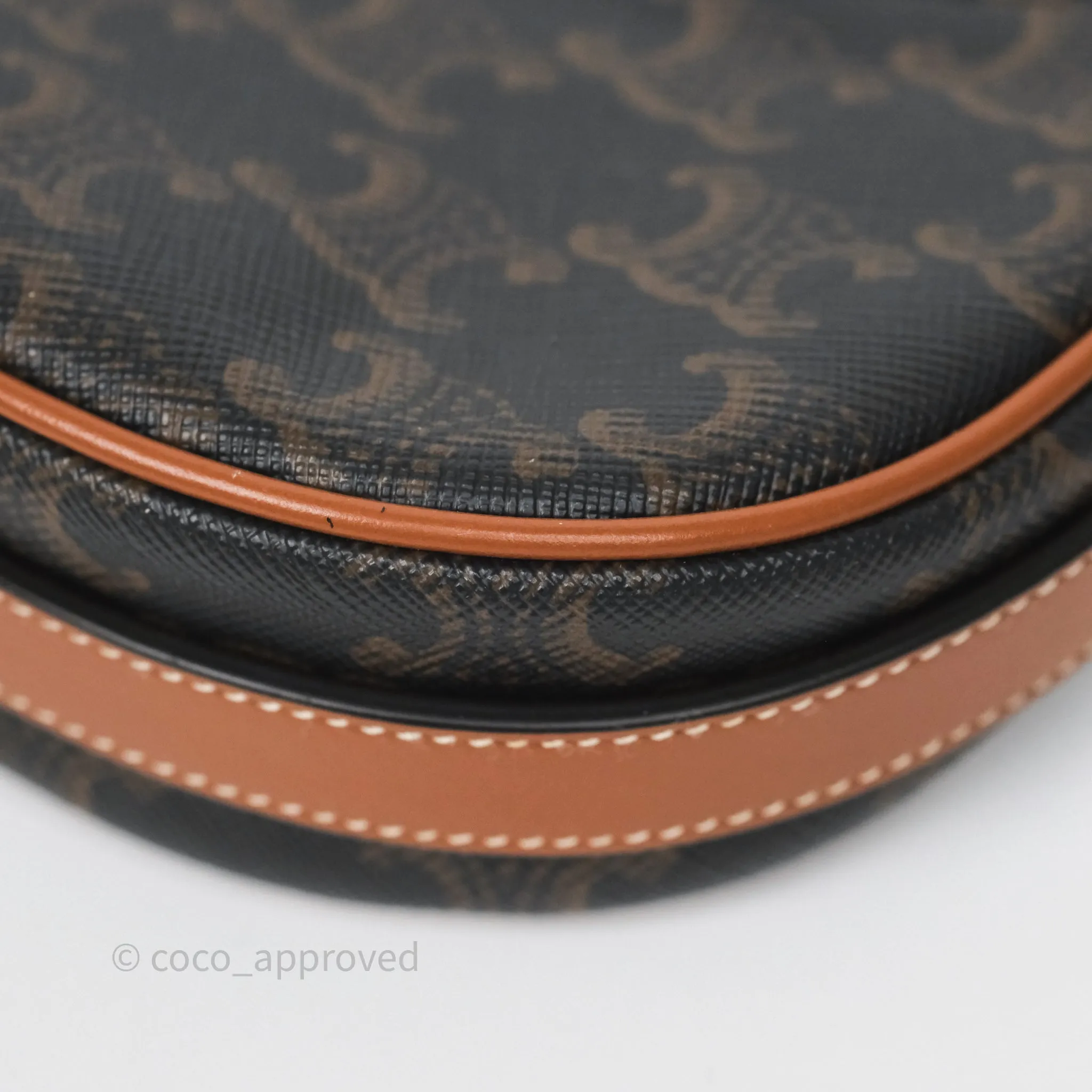 Celine Mini Ava Bag In Triomphe Canvas Calfskin Tan