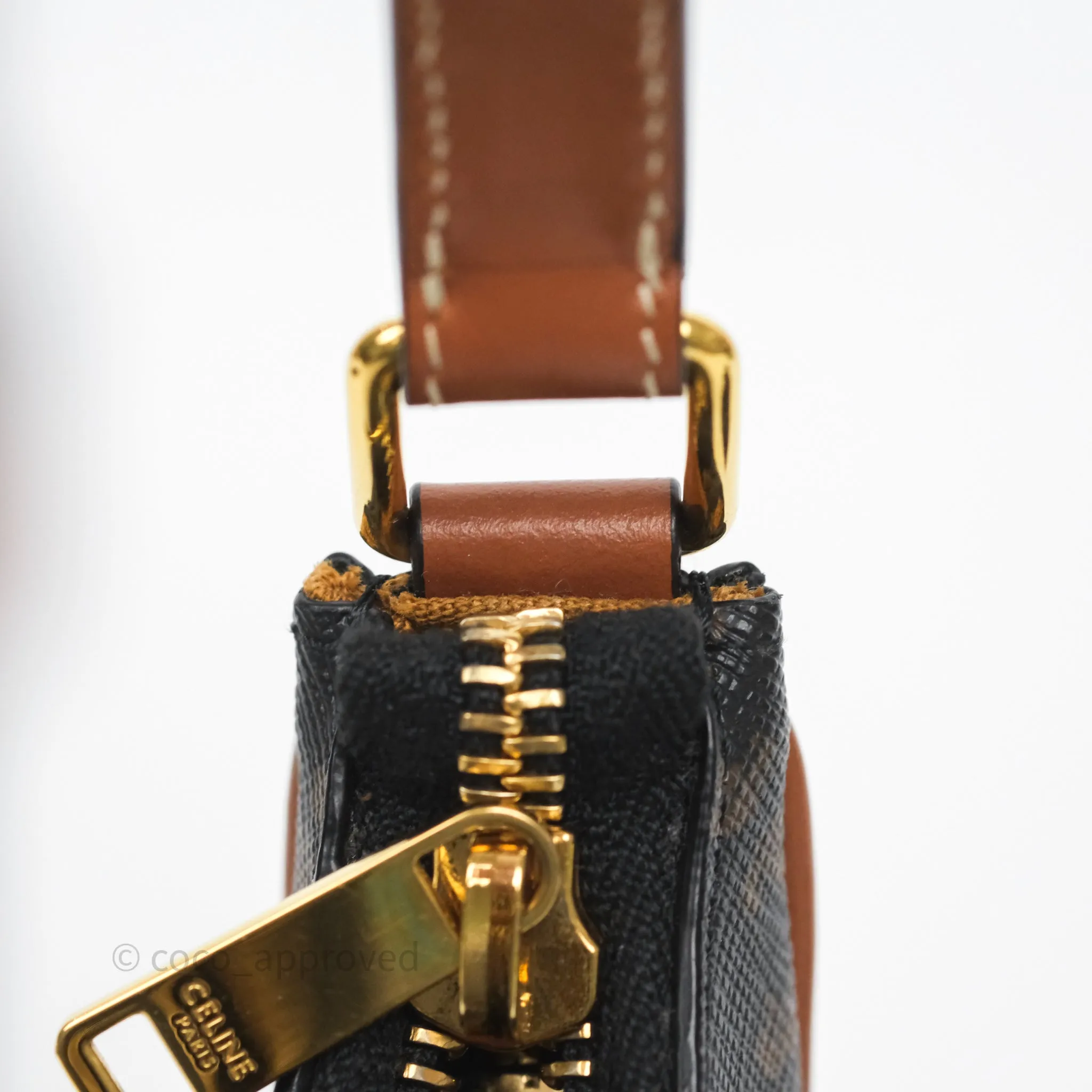 Celine Mini Ava Bag In Triomphe Canvas Calfskin Tan