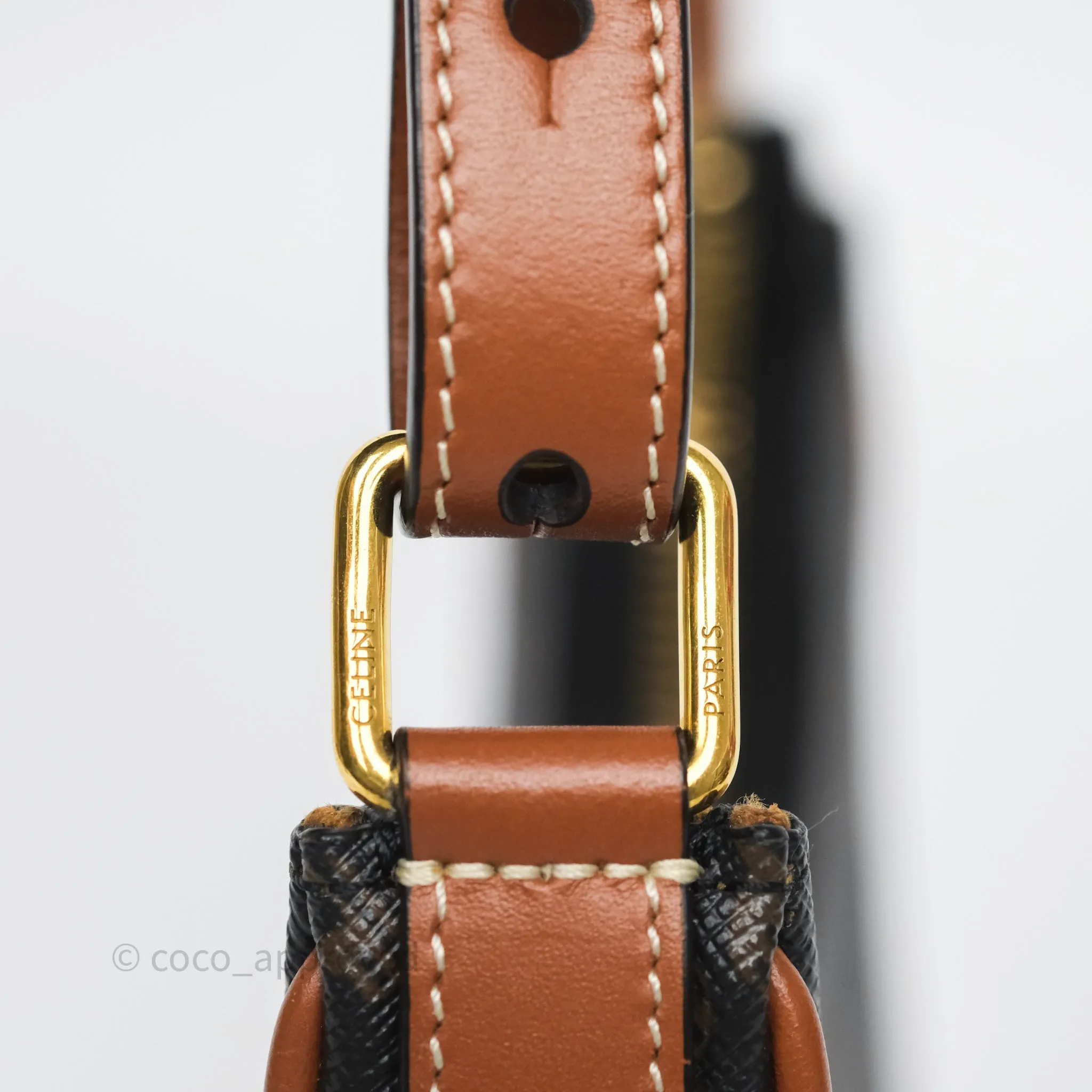 Celine Mini Ava Bag In Triomphe Canvas Calfskin Tan