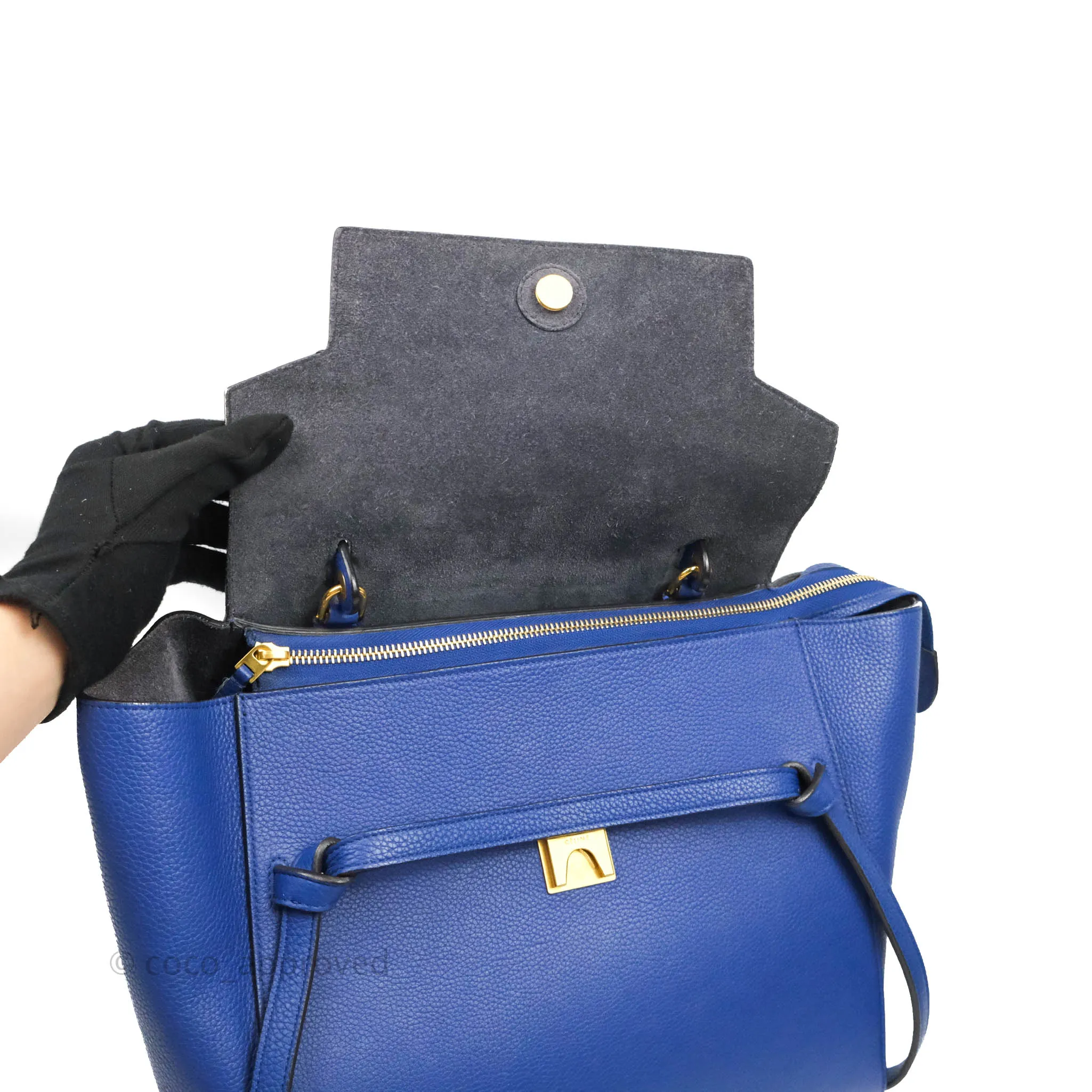 Celine Mini Belt Bag Blue Grained Calfskin Gold Hardware