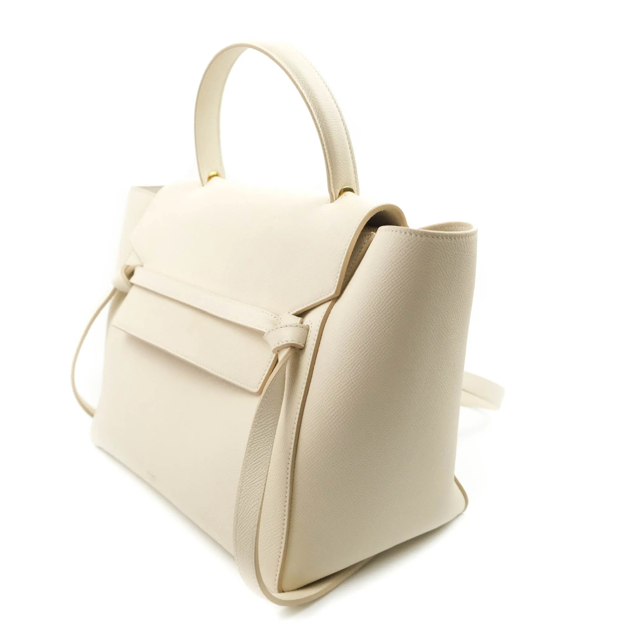 Celine Mini Belt Bag White Grained Calfskin Gold Hardware