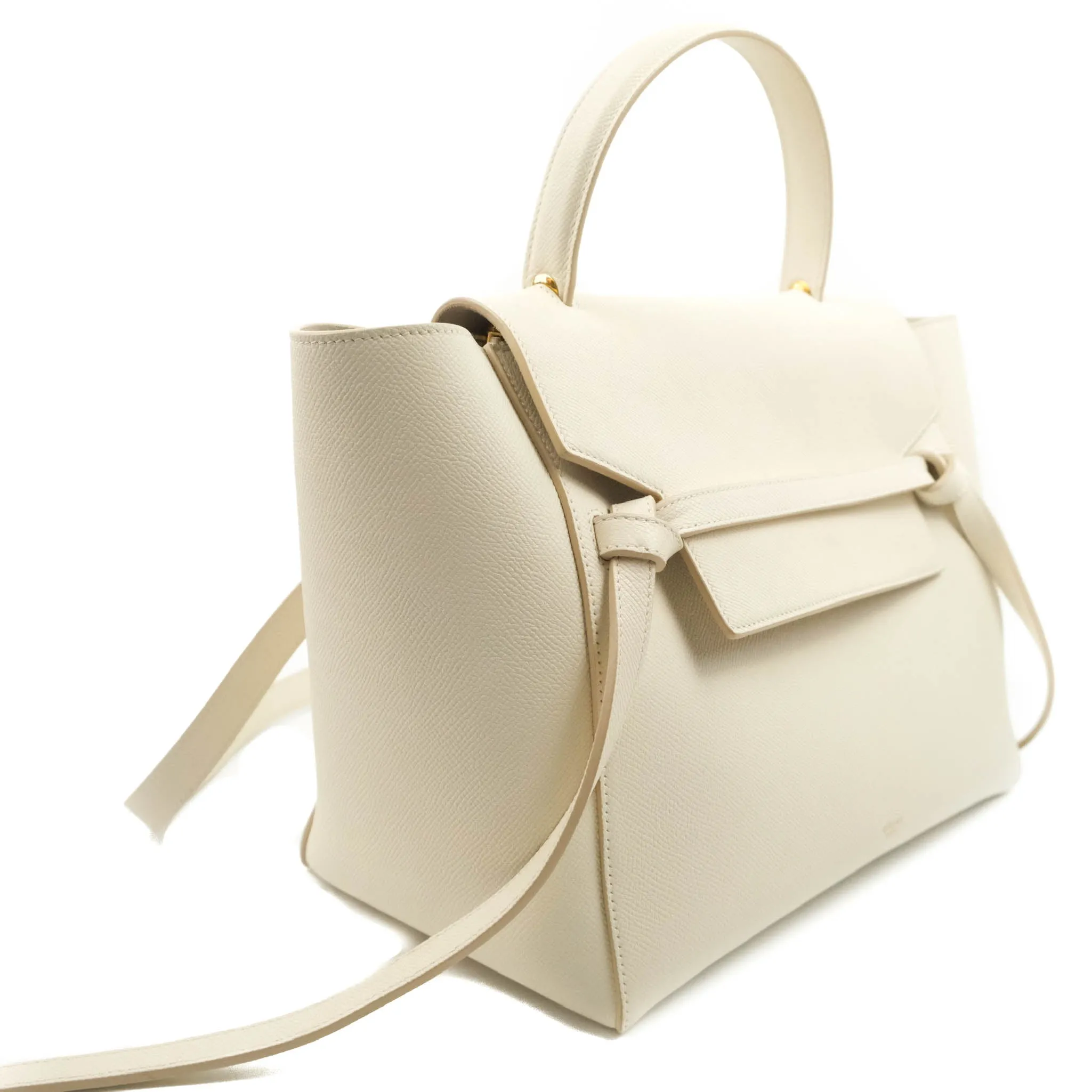 Celine Mini Belt Bag White Grained Calfskin Gold Hardware