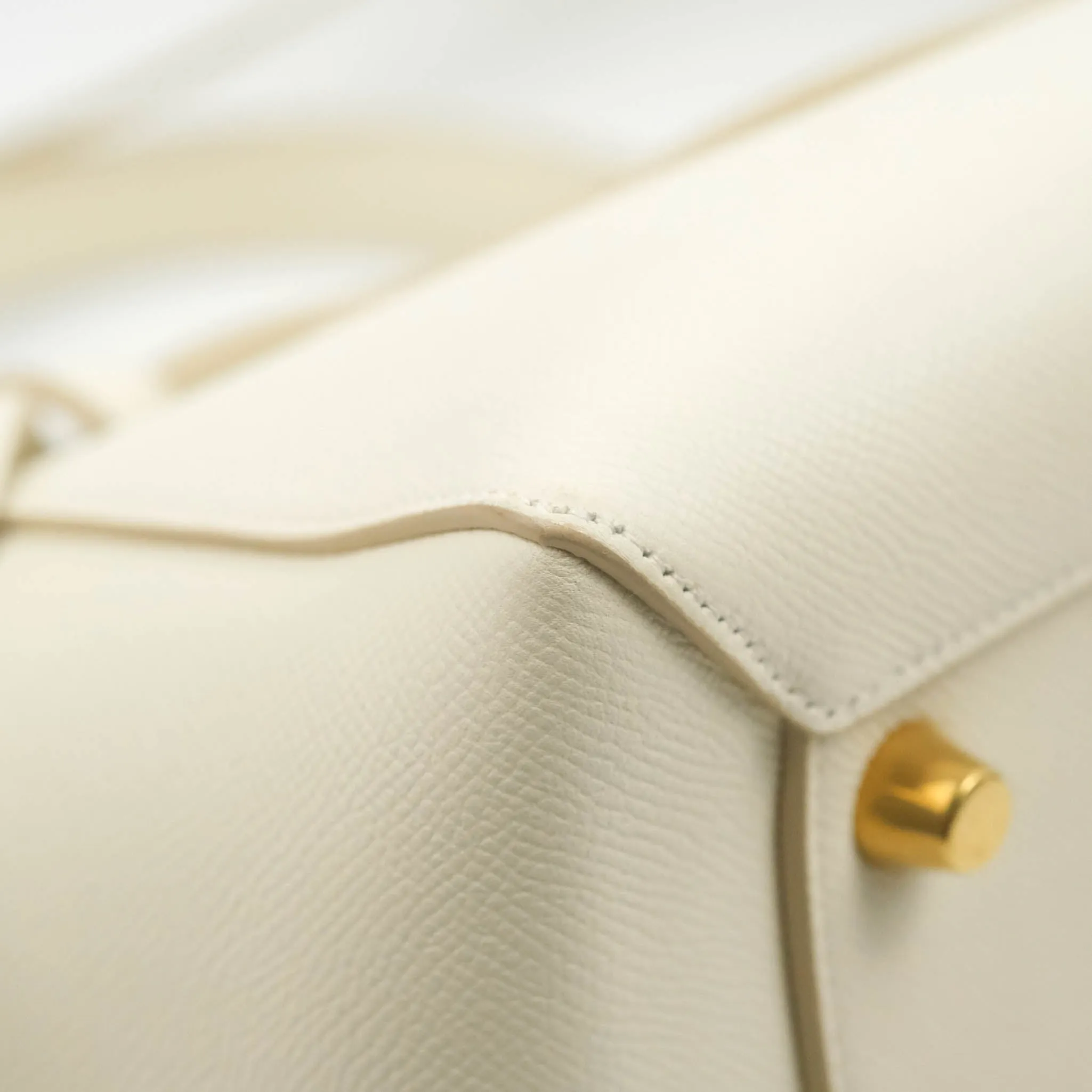 Celine Mini Belt Bag White Grained Calfskin Gold Hardware