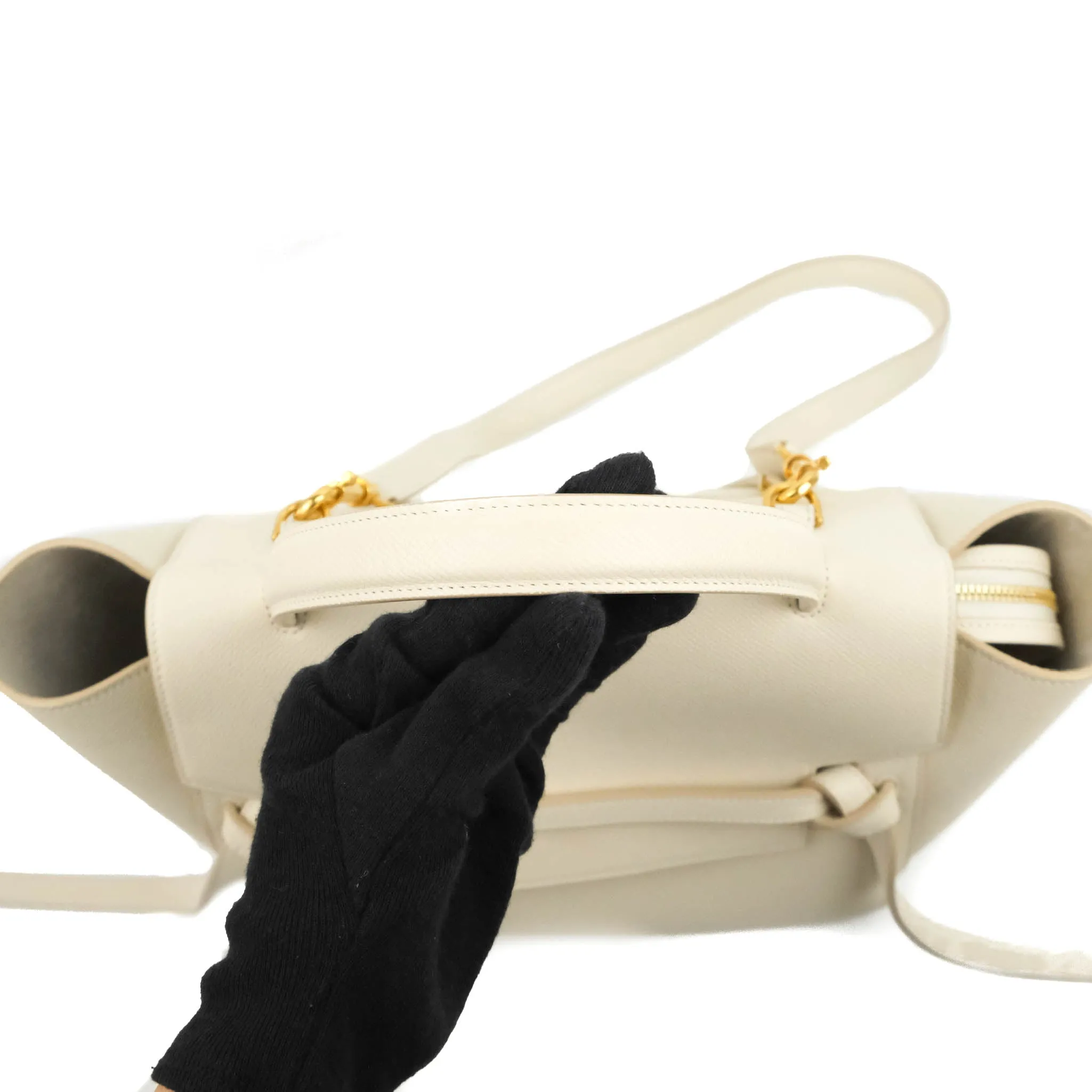 Celine Mini Belt Bag White Grained Calfskin Gold Hardware
