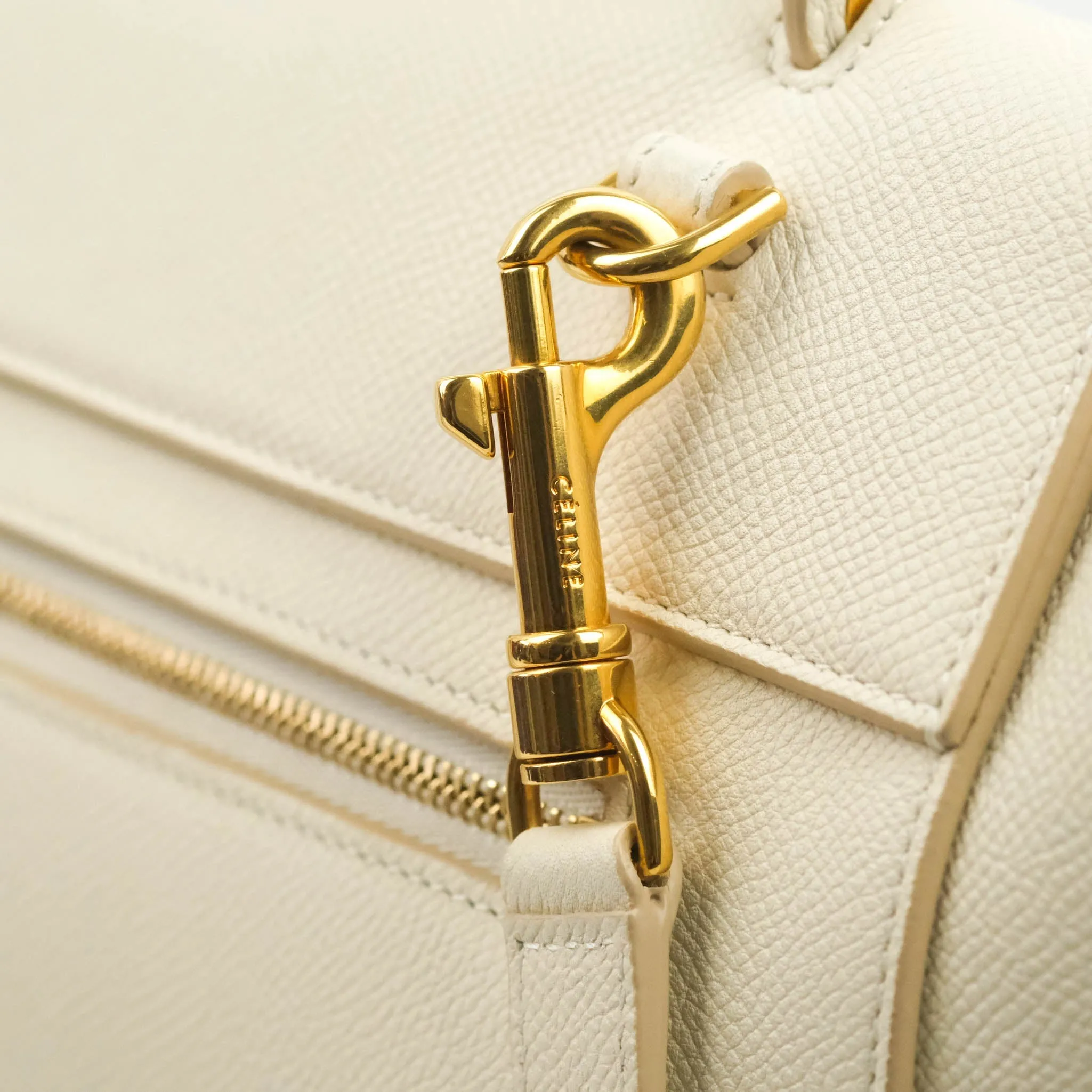 Celine Mini Belt Bag White Grained Calfskin Gold Hardware