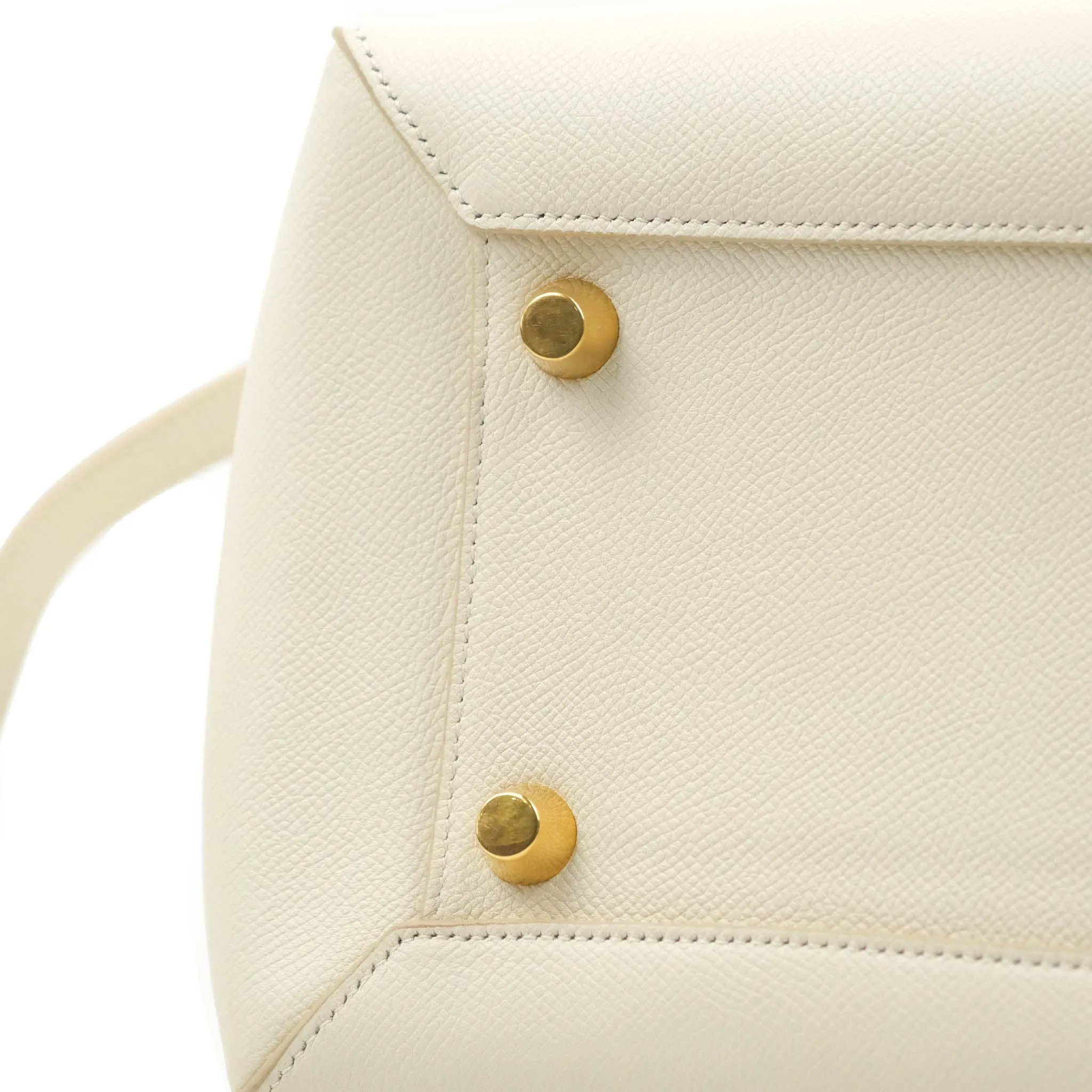 Celine Mini Belt Bag White Grained Calfskin Gold Hardware