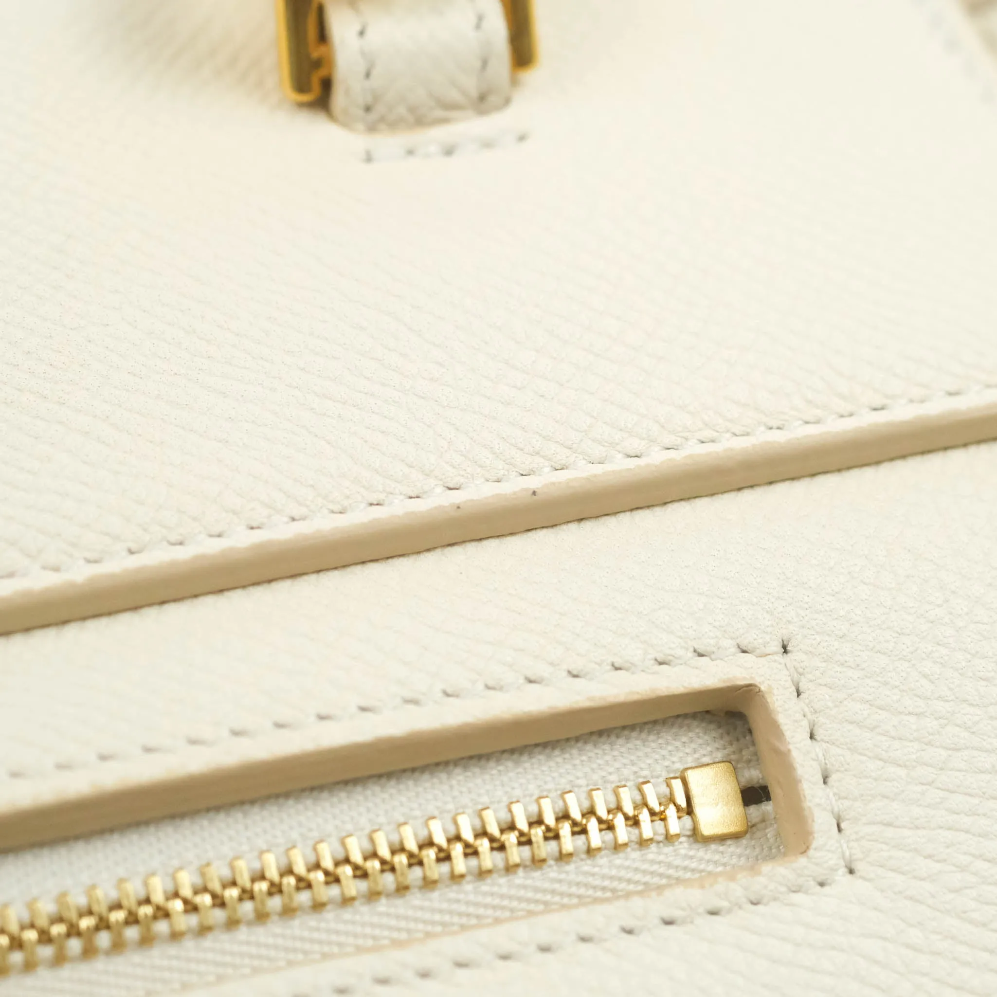 Celine Mini Belt Bag White Grained Calfskin Gold Hardware