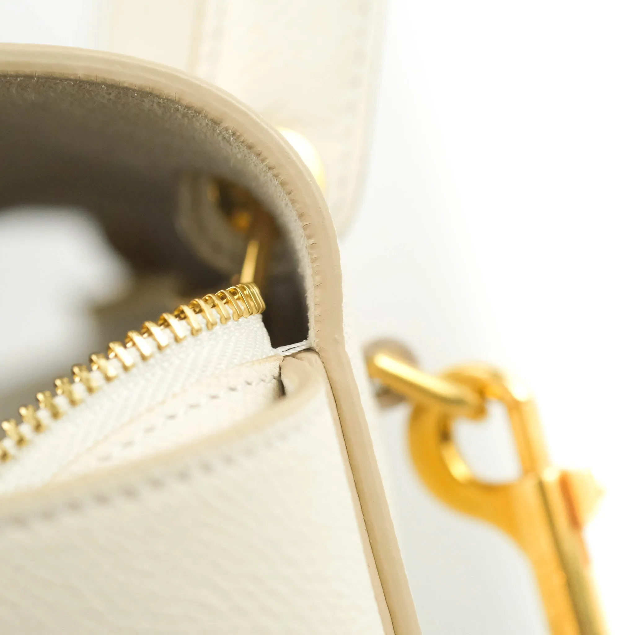 Celine Mini Belt Bag White Grained Calfskin Gold Hardware