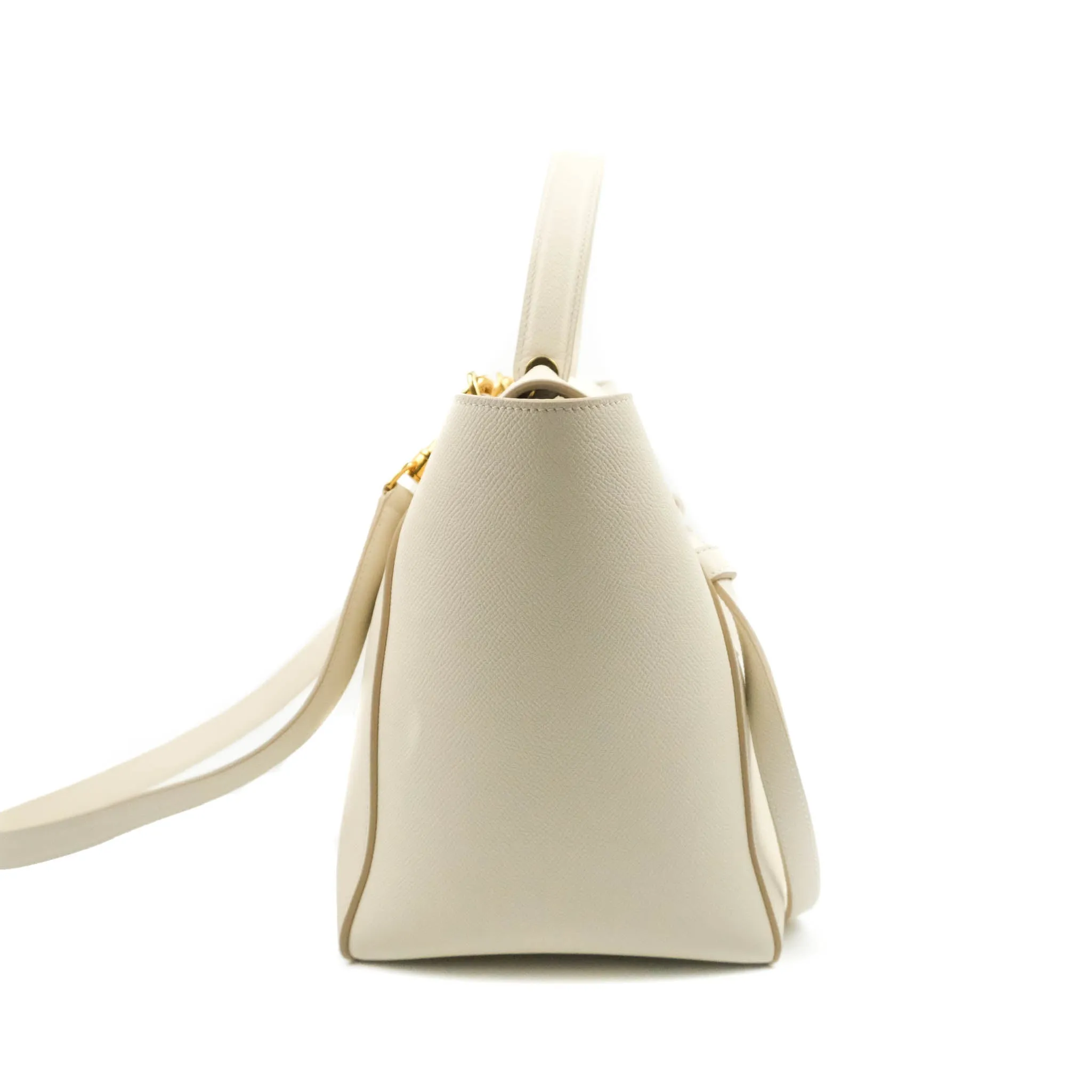 Celine Mini Belt Bag White Grained Calfskin Gold Hardware