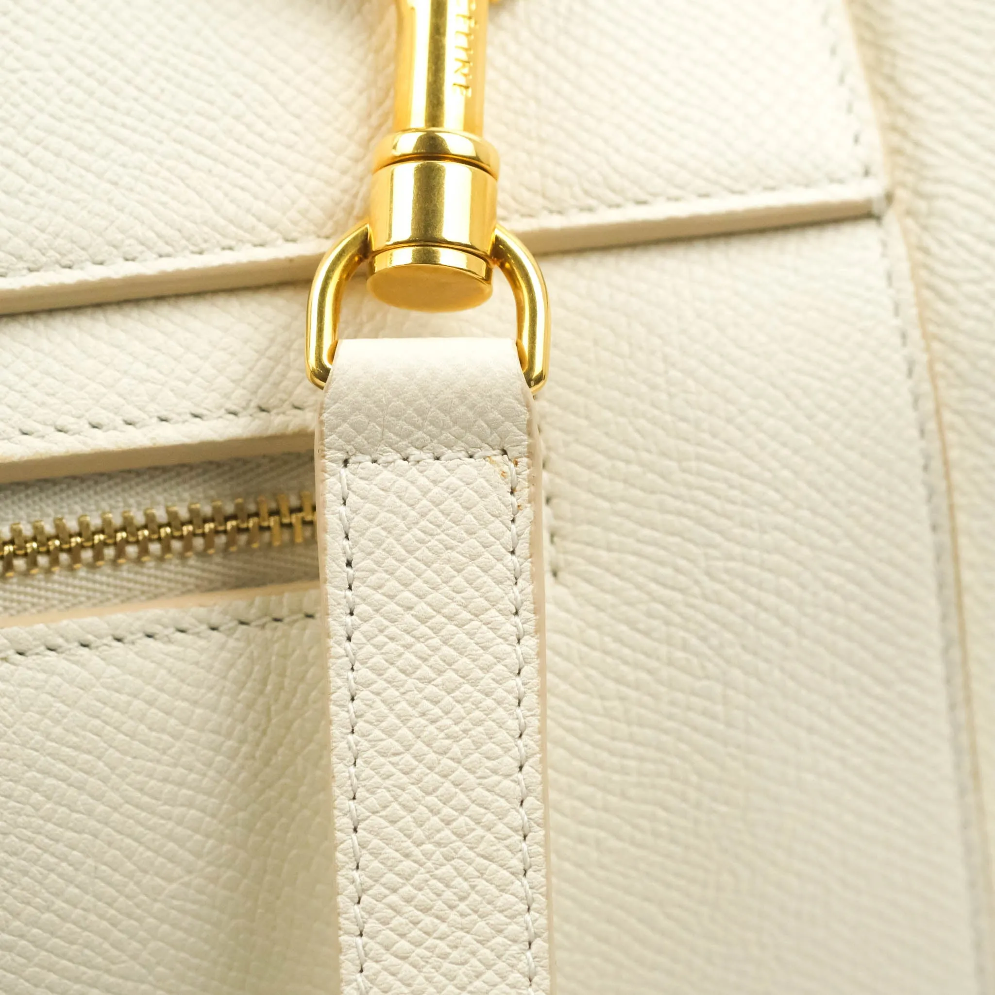 Celine Mini Belt Bag White Grained Calfskin Gold Hardware