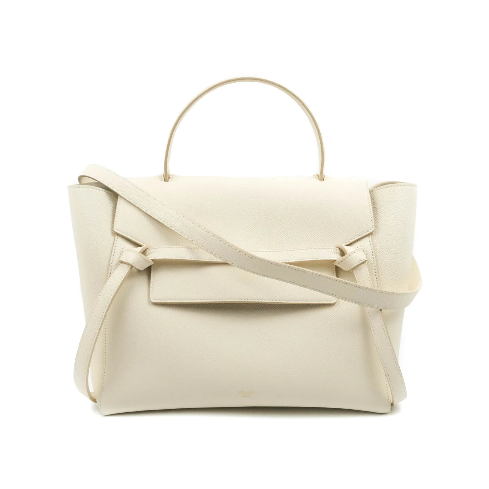 Celine Mini Belt Bag White Grained Calfskin Gold Hardware