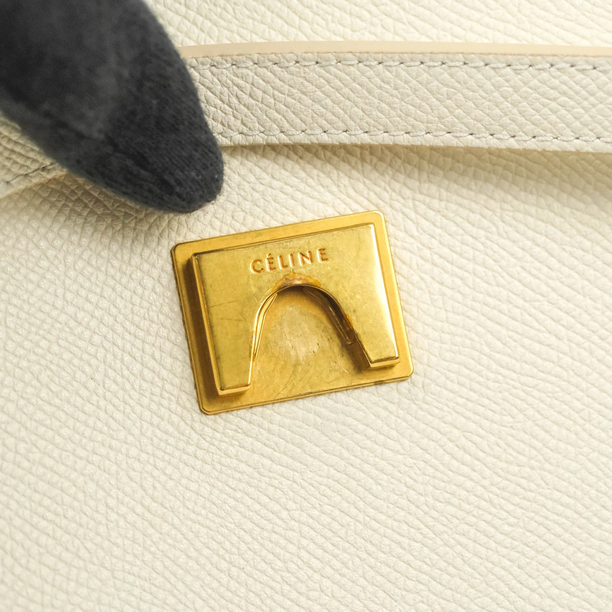 Celine Mini Belt Bag White Grained Calfskin Gold Hardware