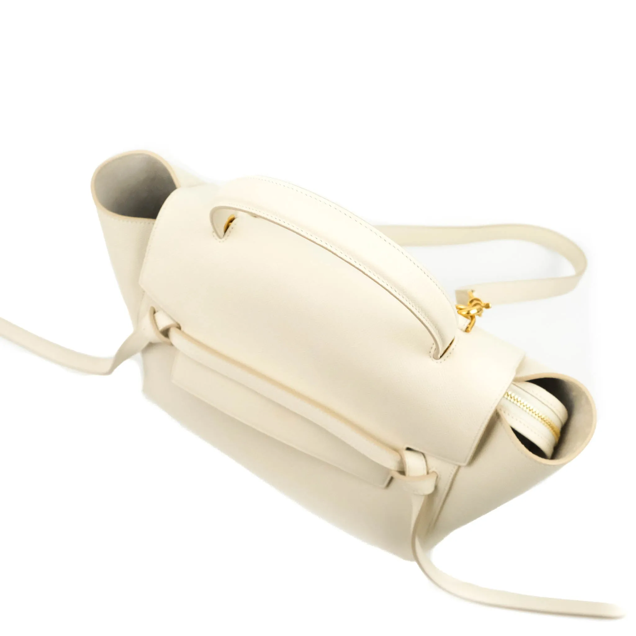 Celine Mini Belt Bag White Grained Calfskin Gold Hardware