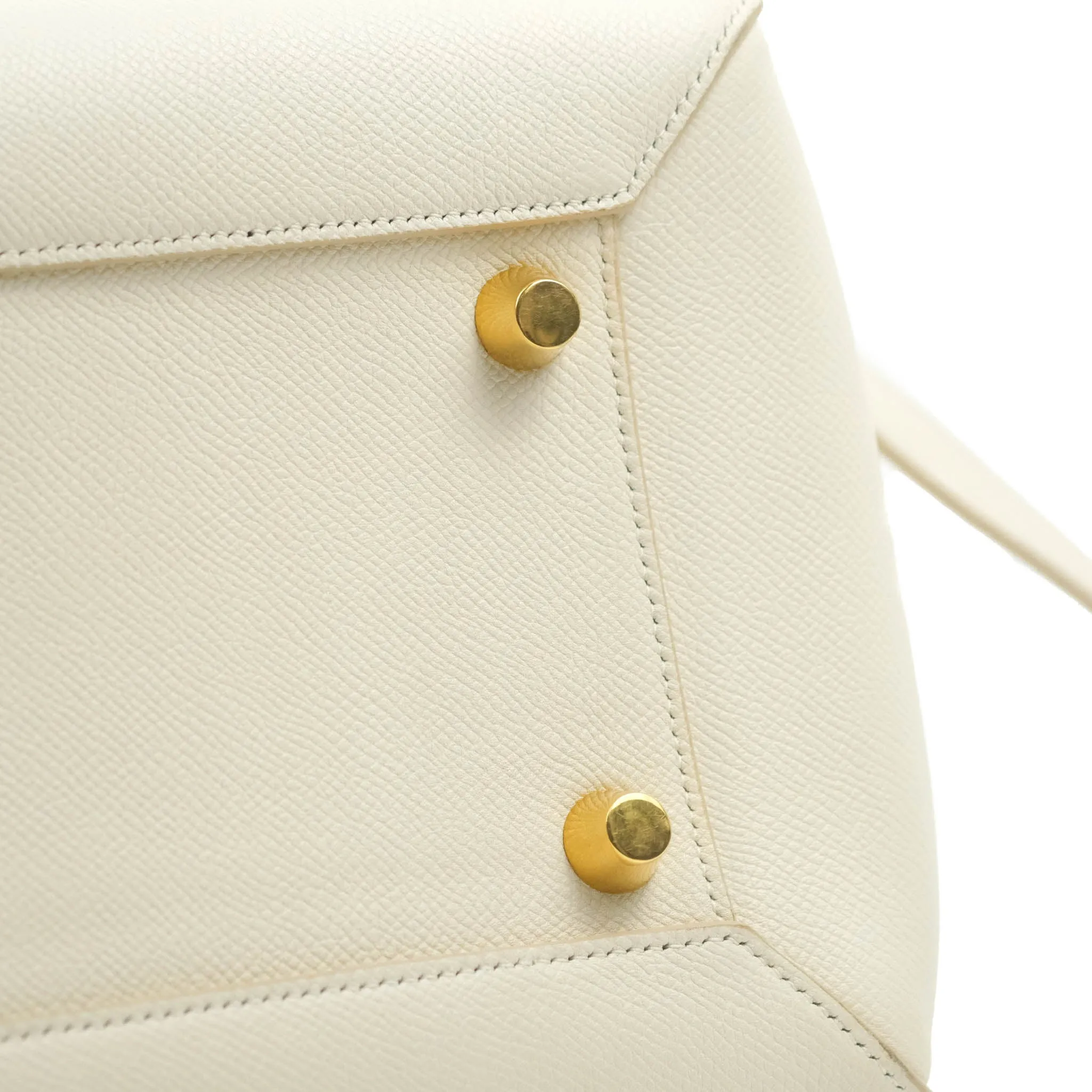 Celine Mini Belt Bag White Grained Calfskin Gold Hardware