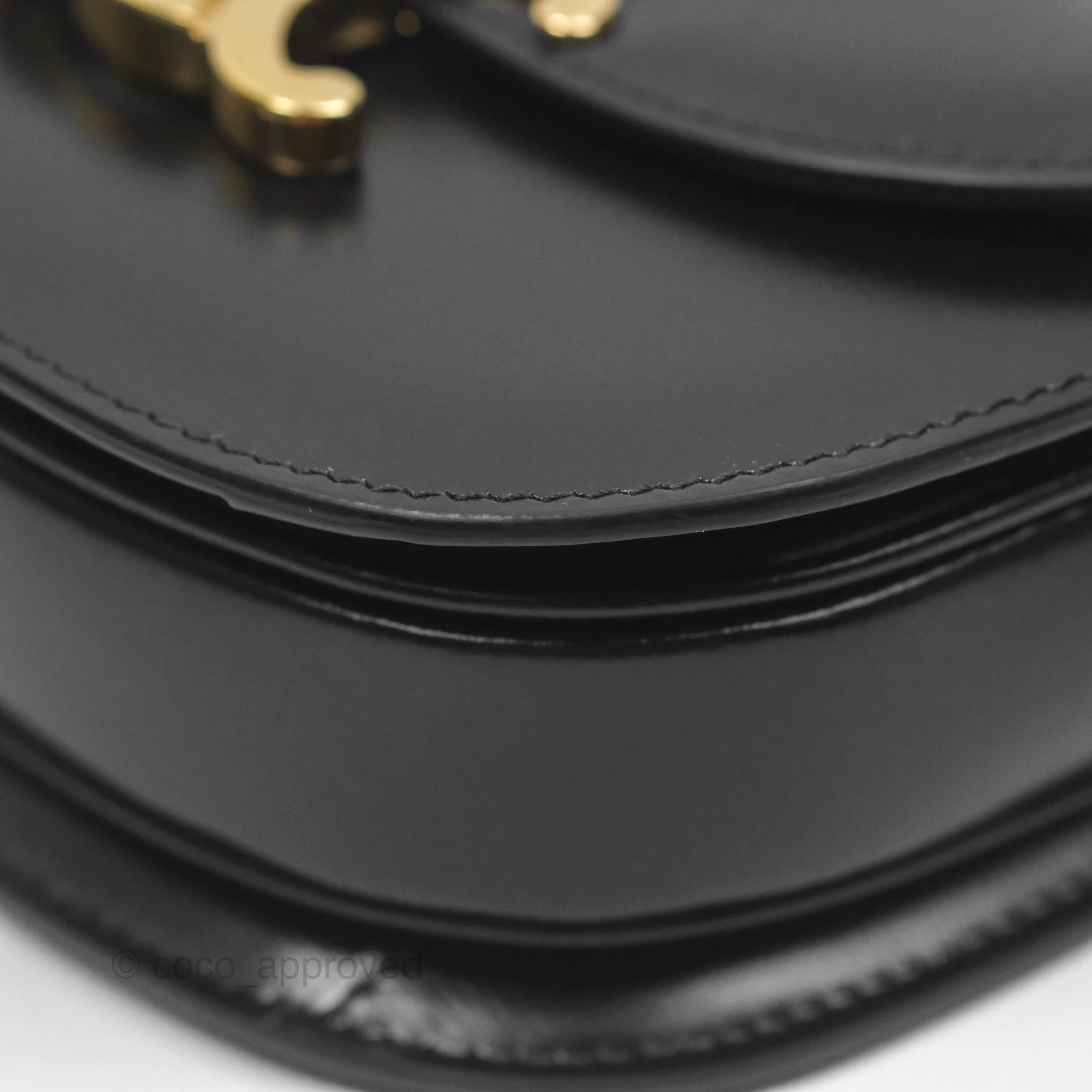 Celine Mini Besace Clea in Shiny Calfskin Black
