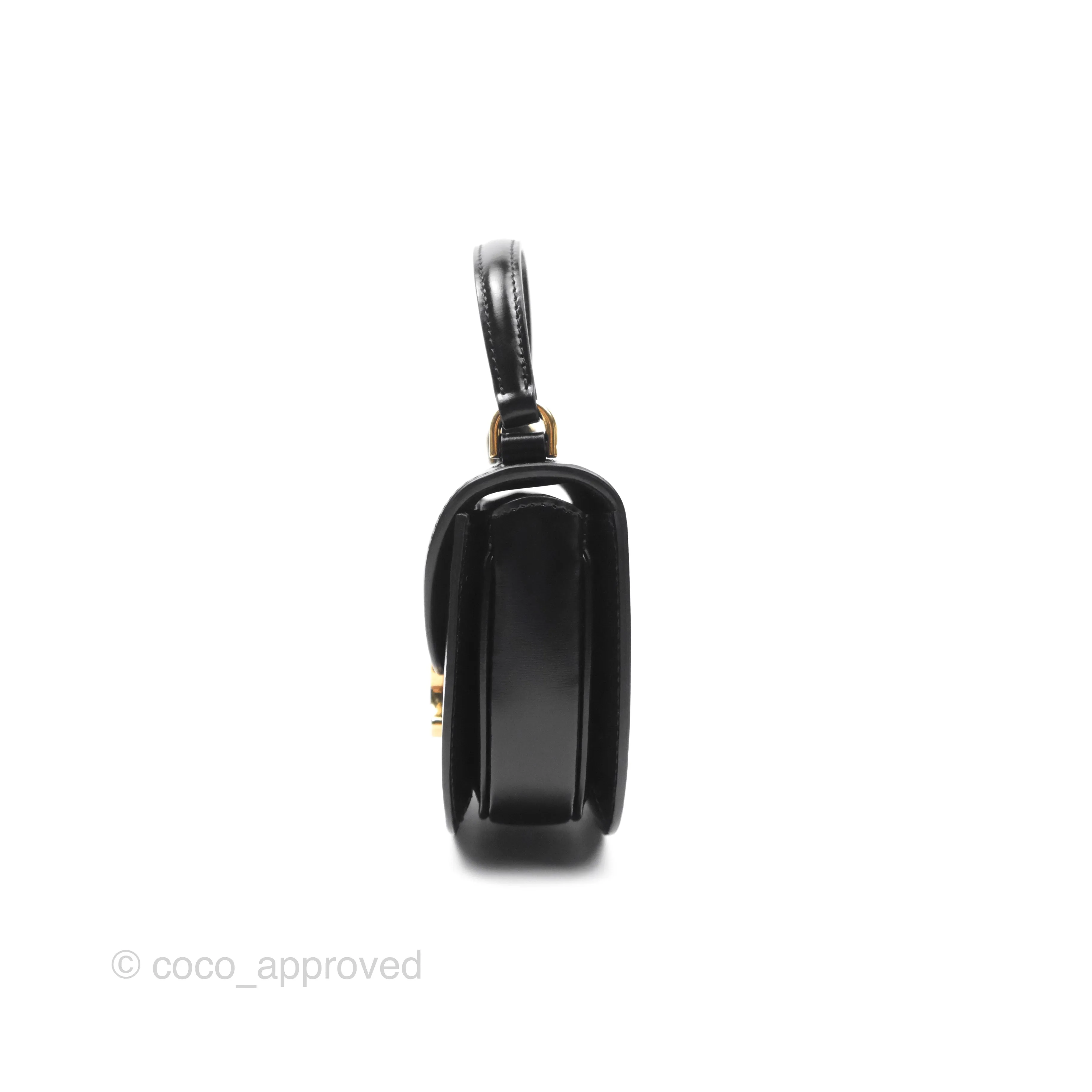 Celine Mini Besace Clea in Shiny Calfskin Black