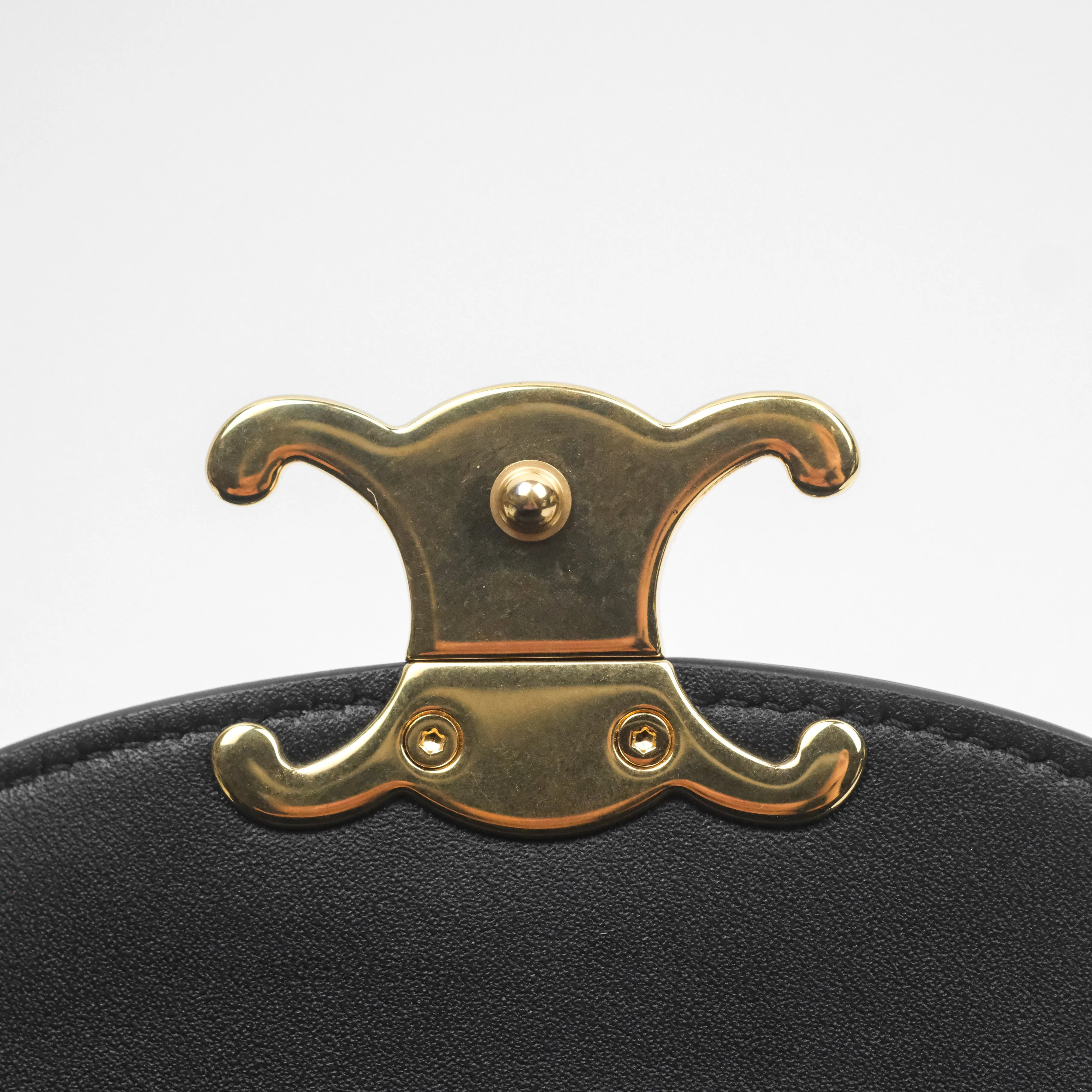 Celine Mini Besace Clea in Shiny Calfskin Black