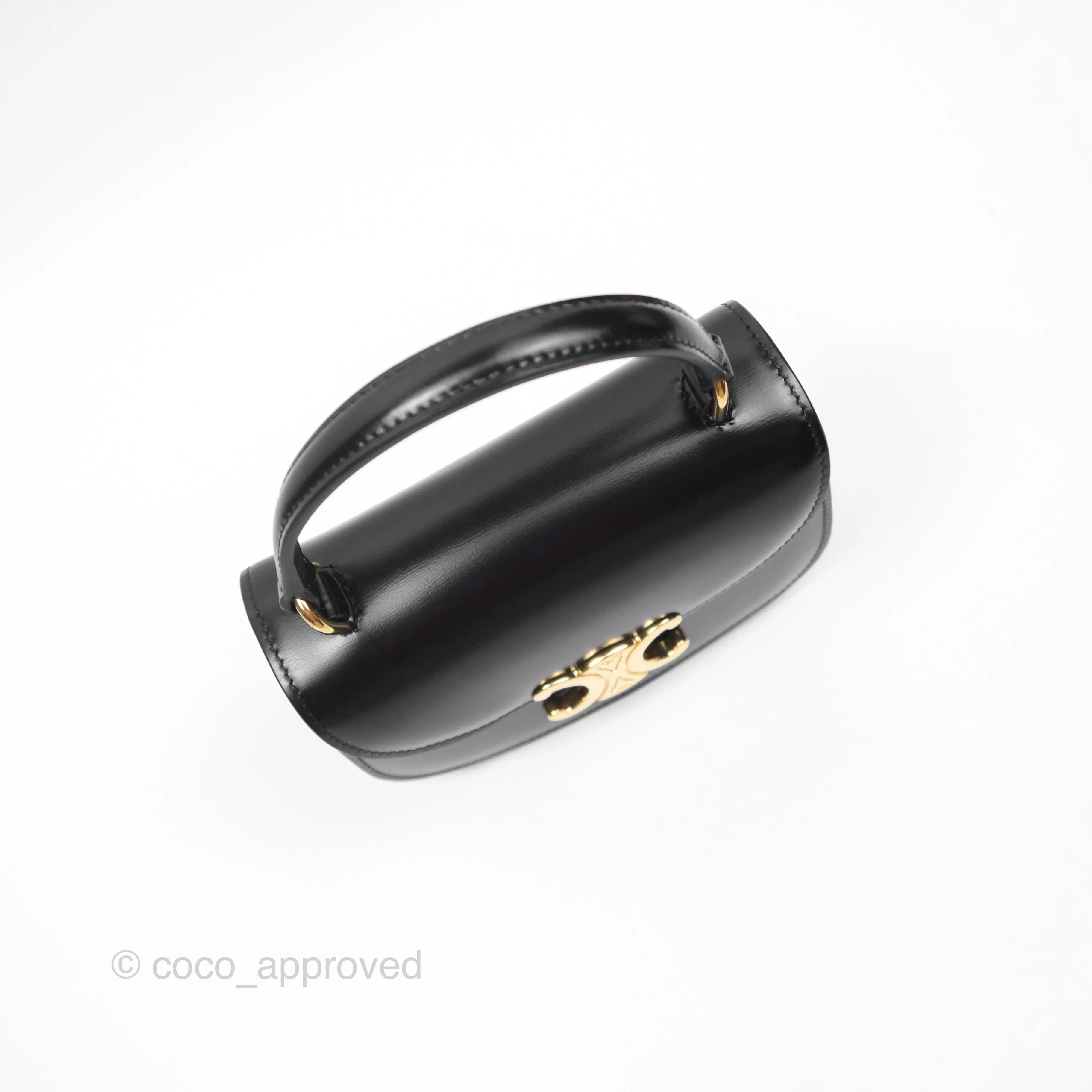 Celine Mini Besace Clea in Shiny Calfskin Black