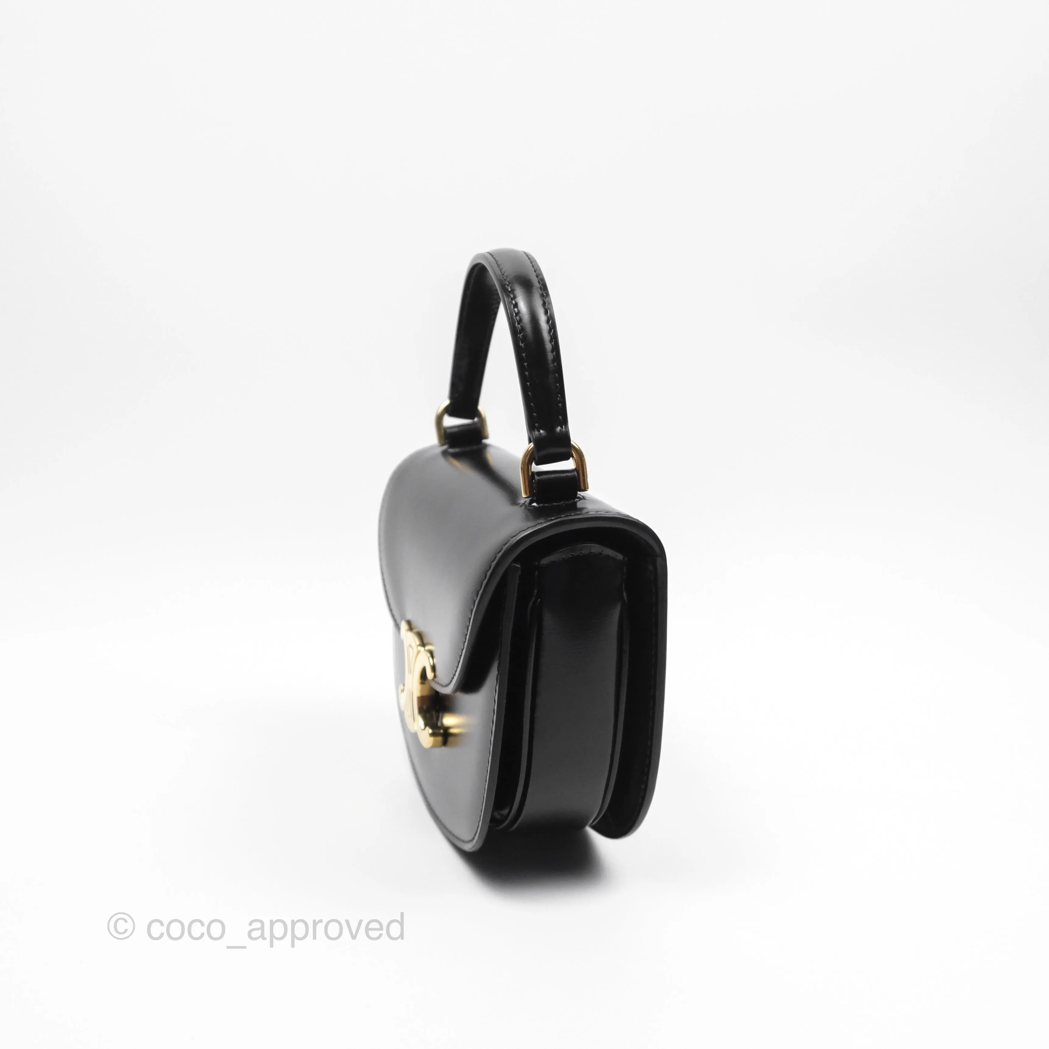 Celine Mini Besace Clea in Shiny Calfskin Black