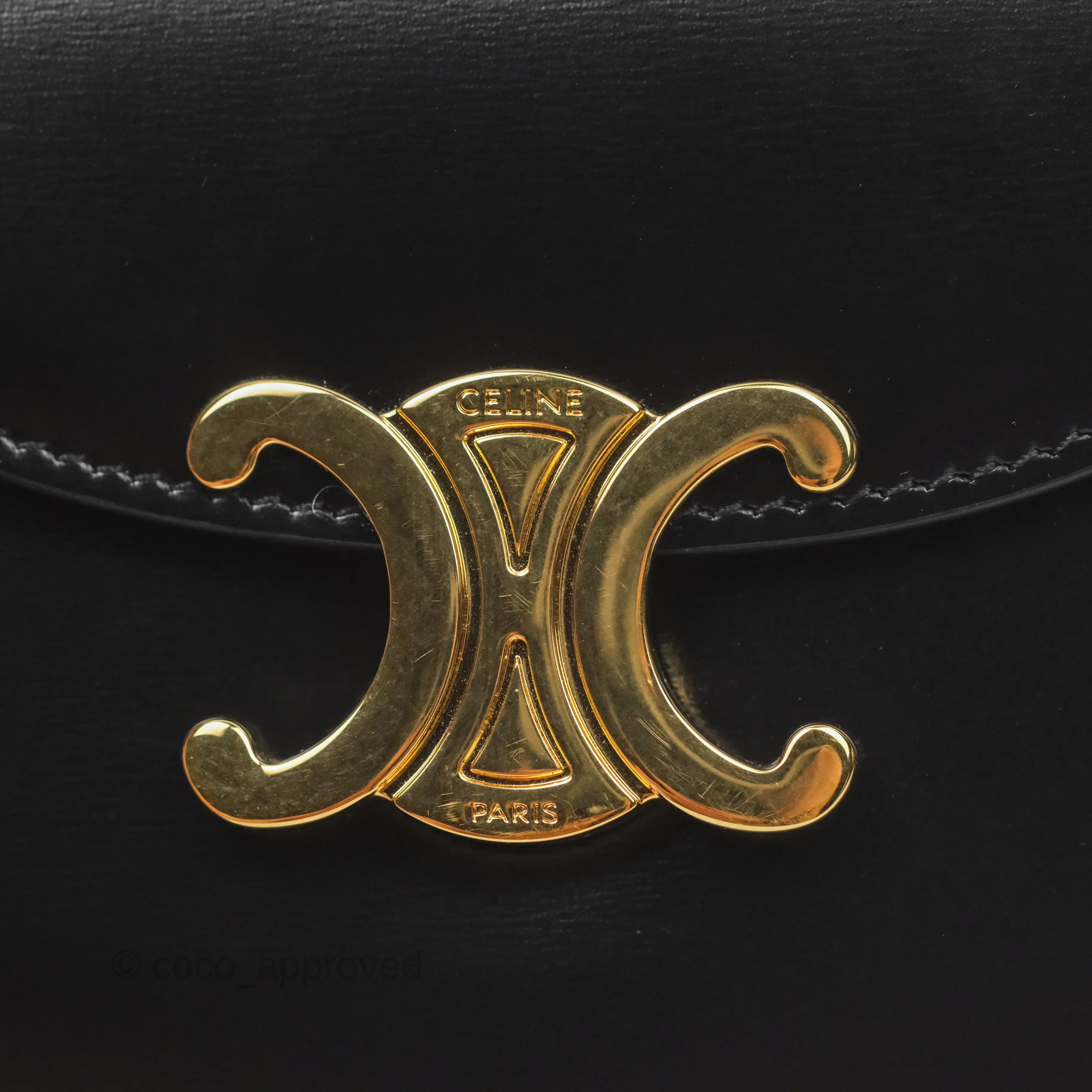 Celine Mini Besace Clea in Shiny Calfskin Black