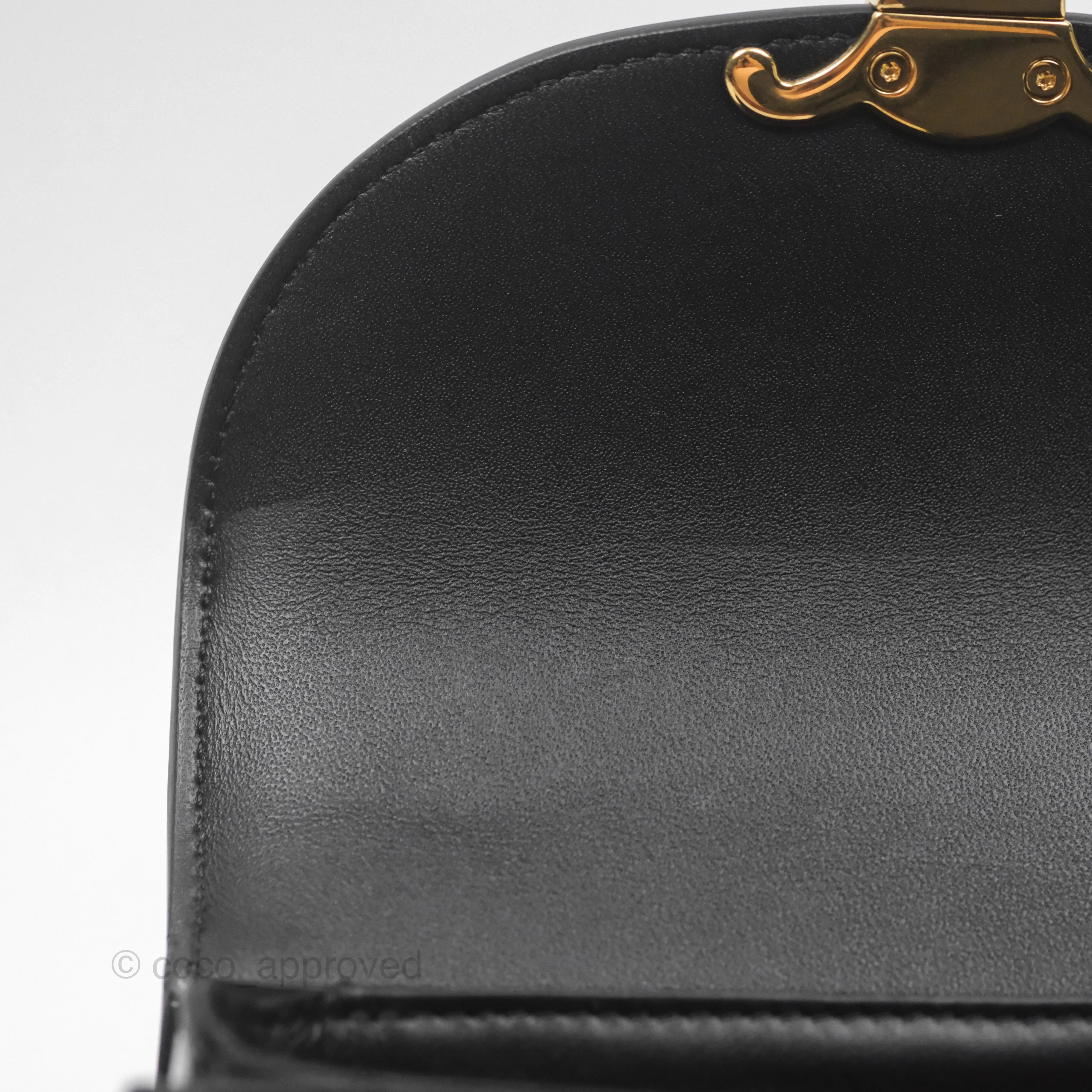 Celine Mini Besace Clea in Shiny Calfskin Black