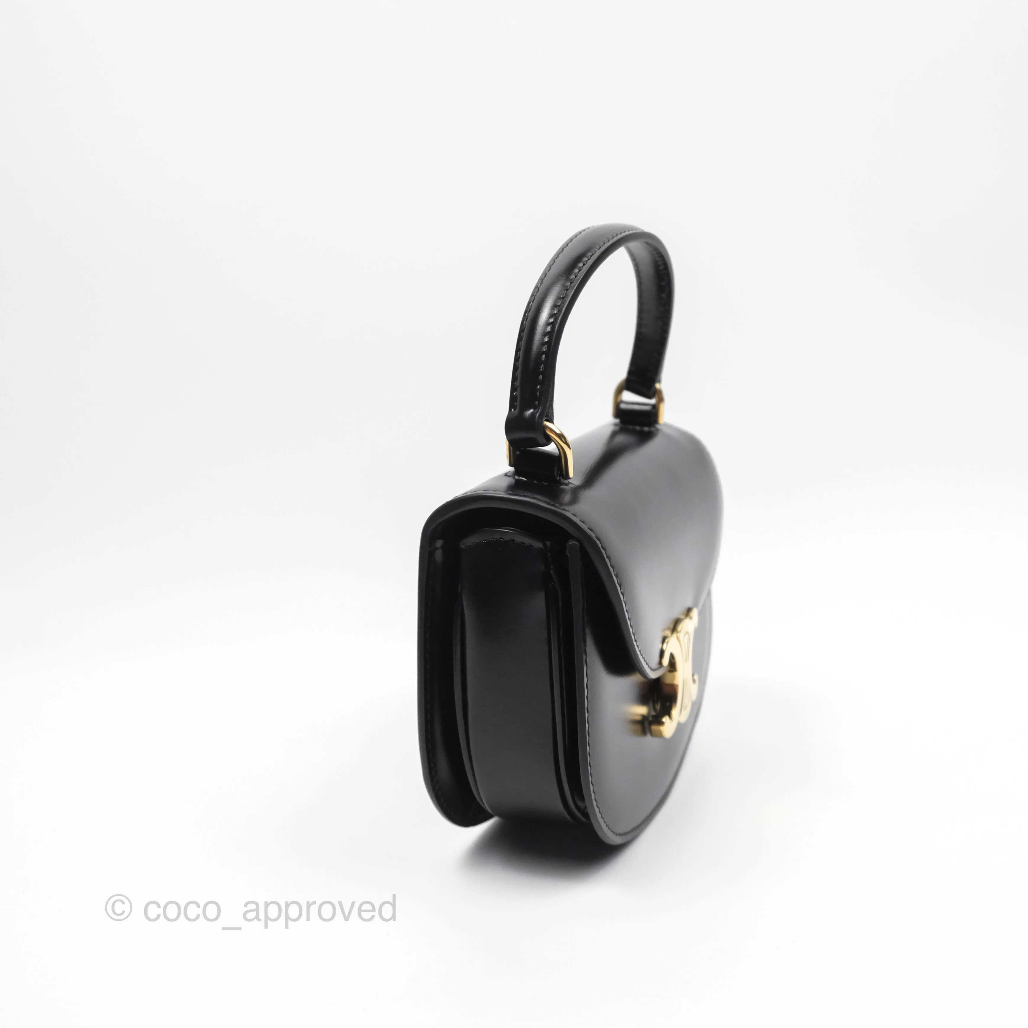 Celine Mini Besace Clea in Shiny Calfskin Black