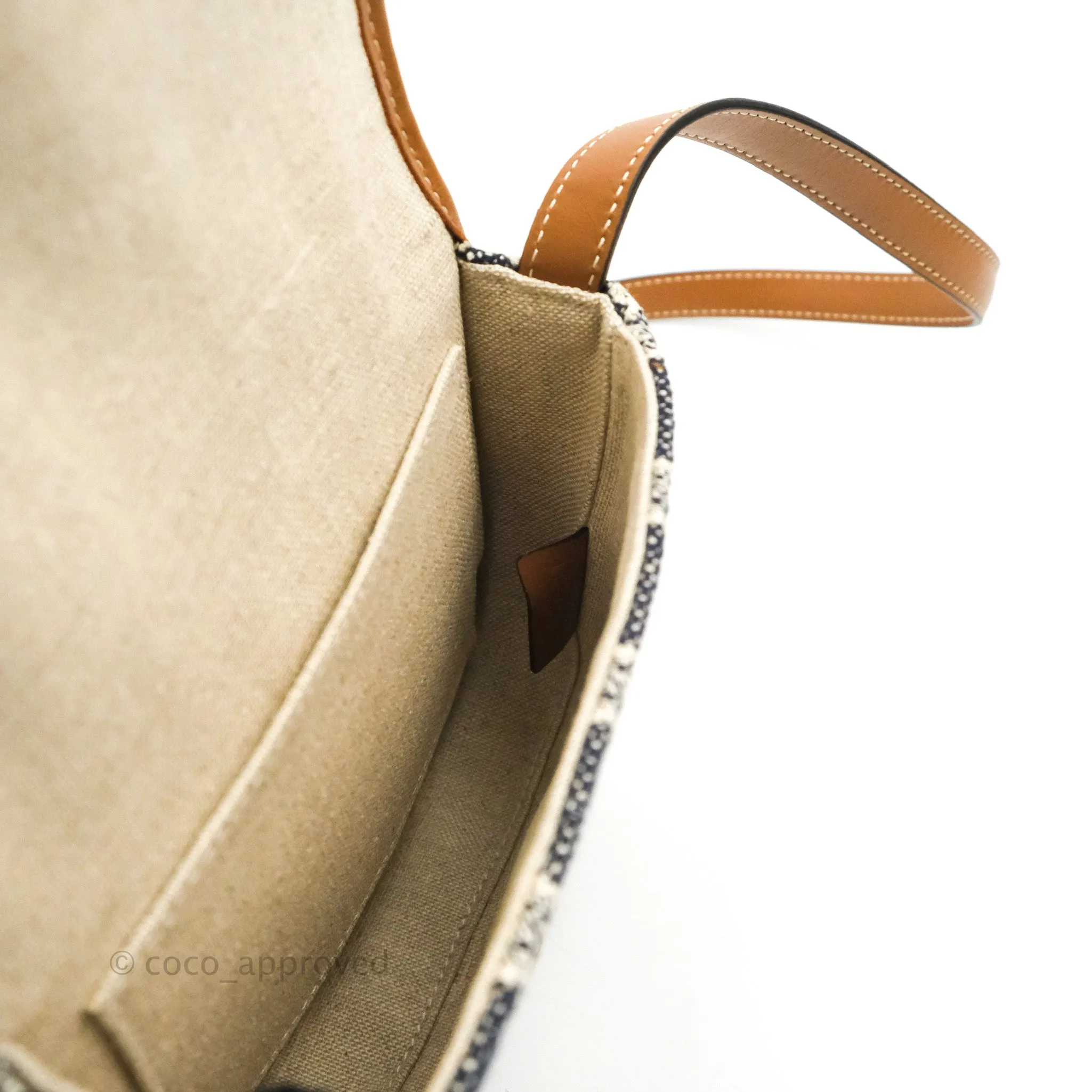 Celine Mini Besace in Navy Textile with Triomphe Embroidery Calfskin