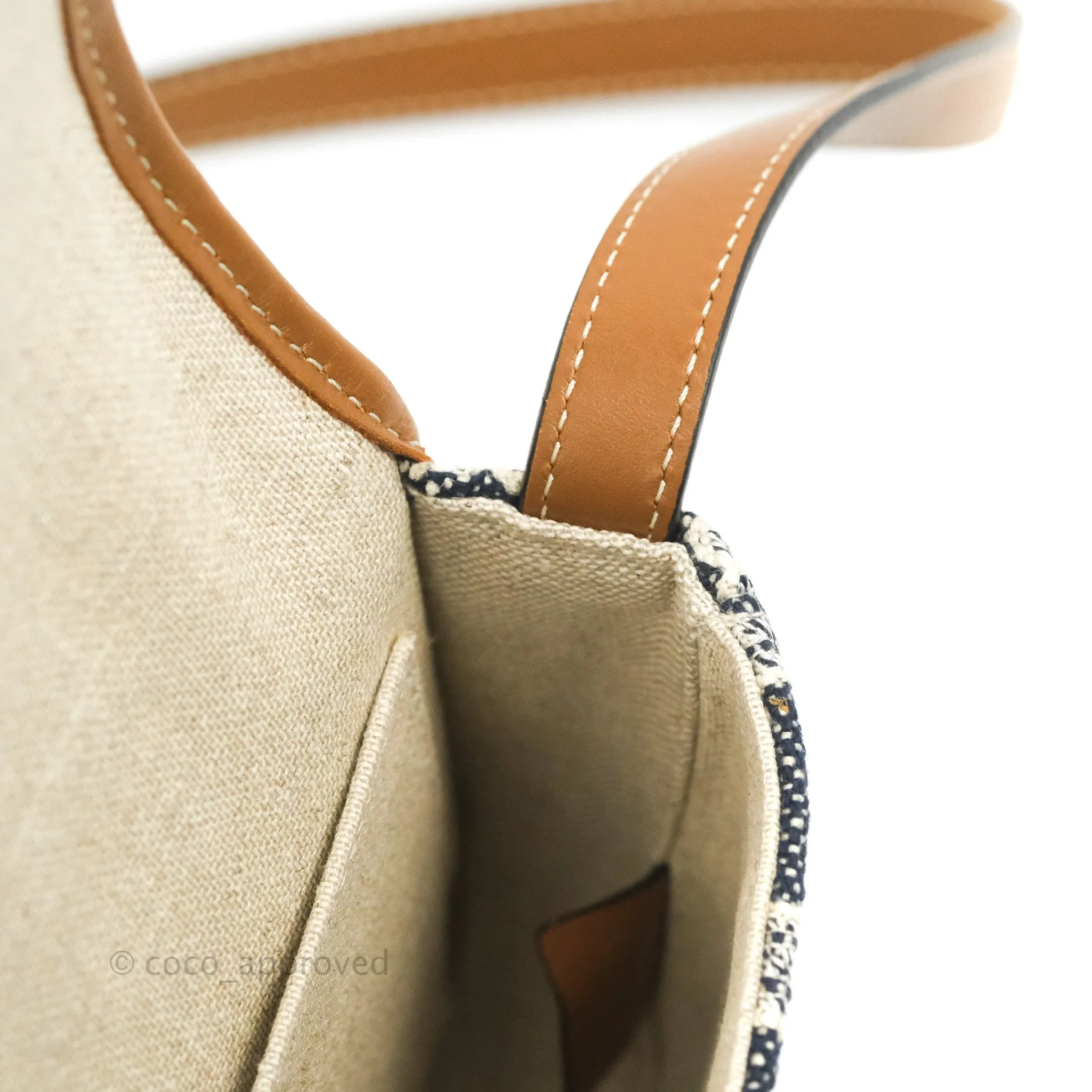 Celine Mini Besace in Navy Textile with Triomphe Embroidery Calfskin