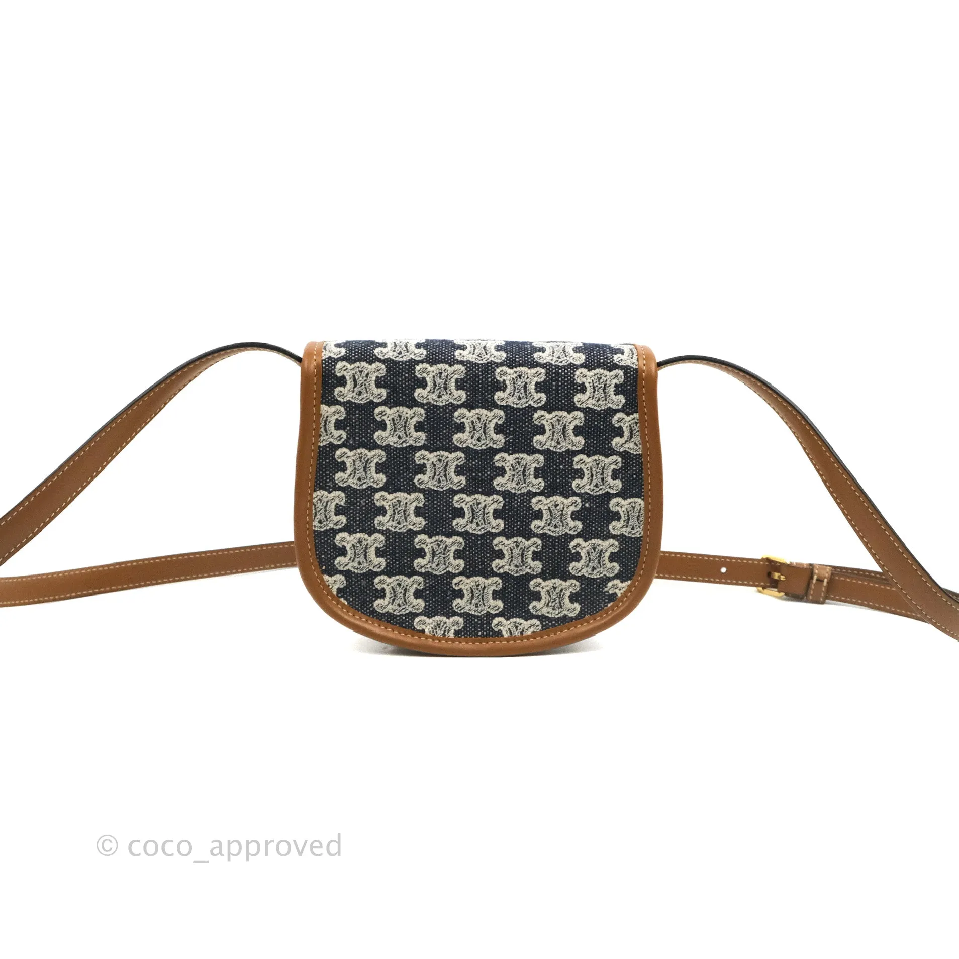 Celine Mini Besace in Navy Textile with Triomphe Embroidery Calfskin
