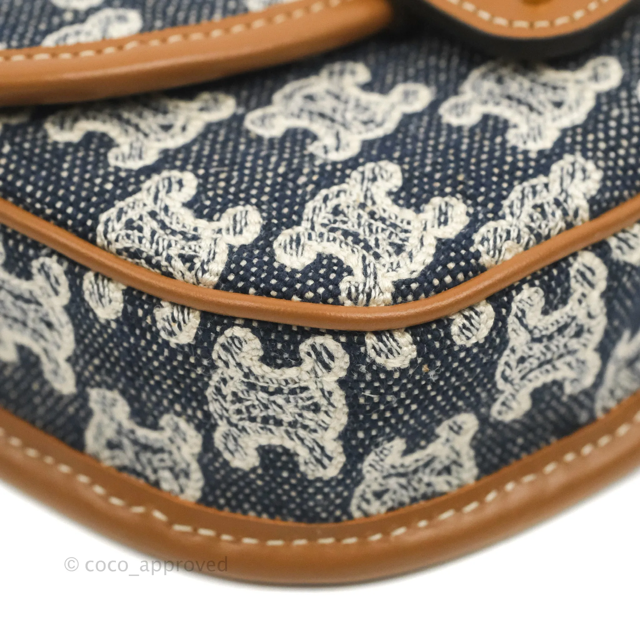 Celine Mini Besace in Navy Textile with Triomphe Embroidery Calfskin