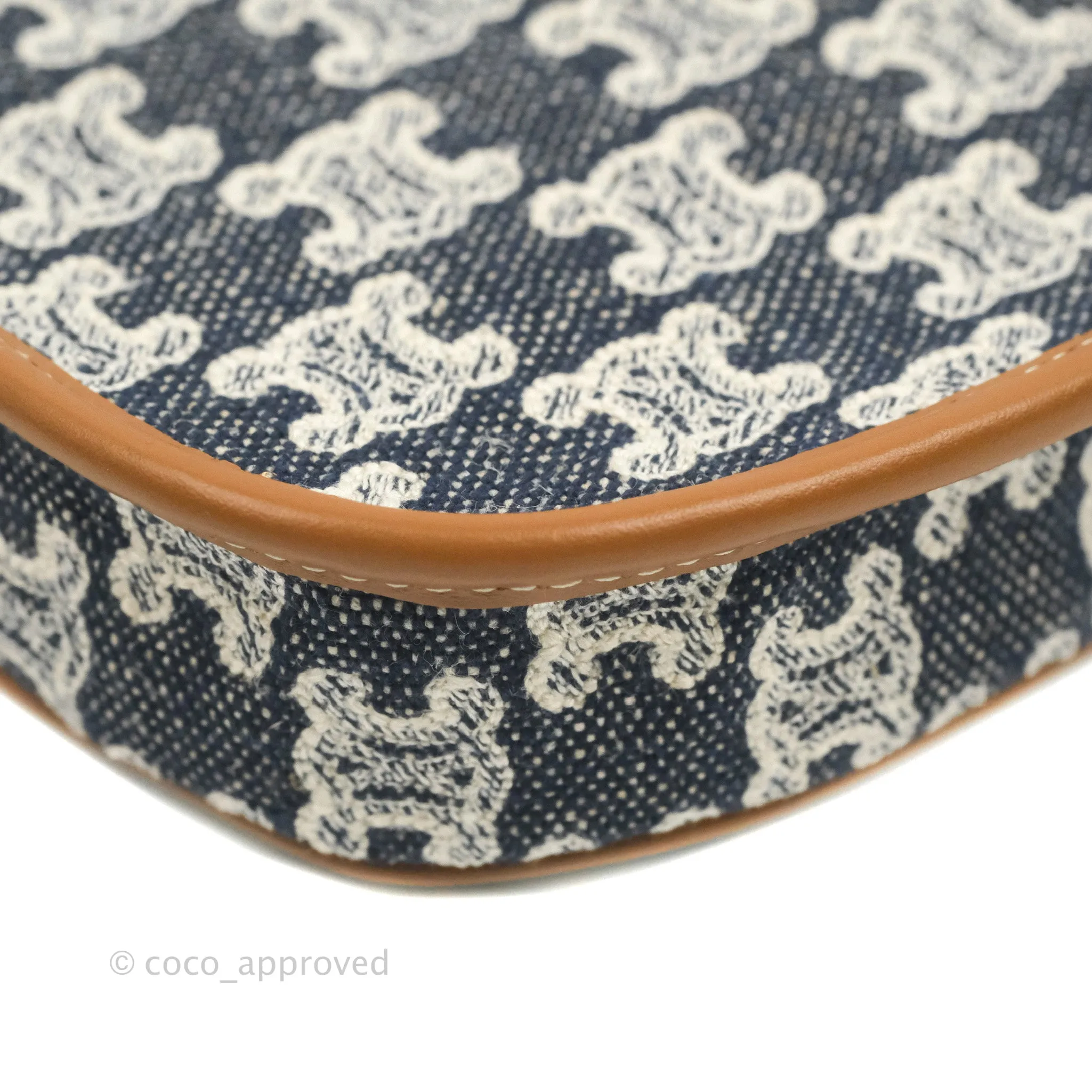 Celine Mini Besace in Navy Textile with Triomphe Embroidery Calfskin