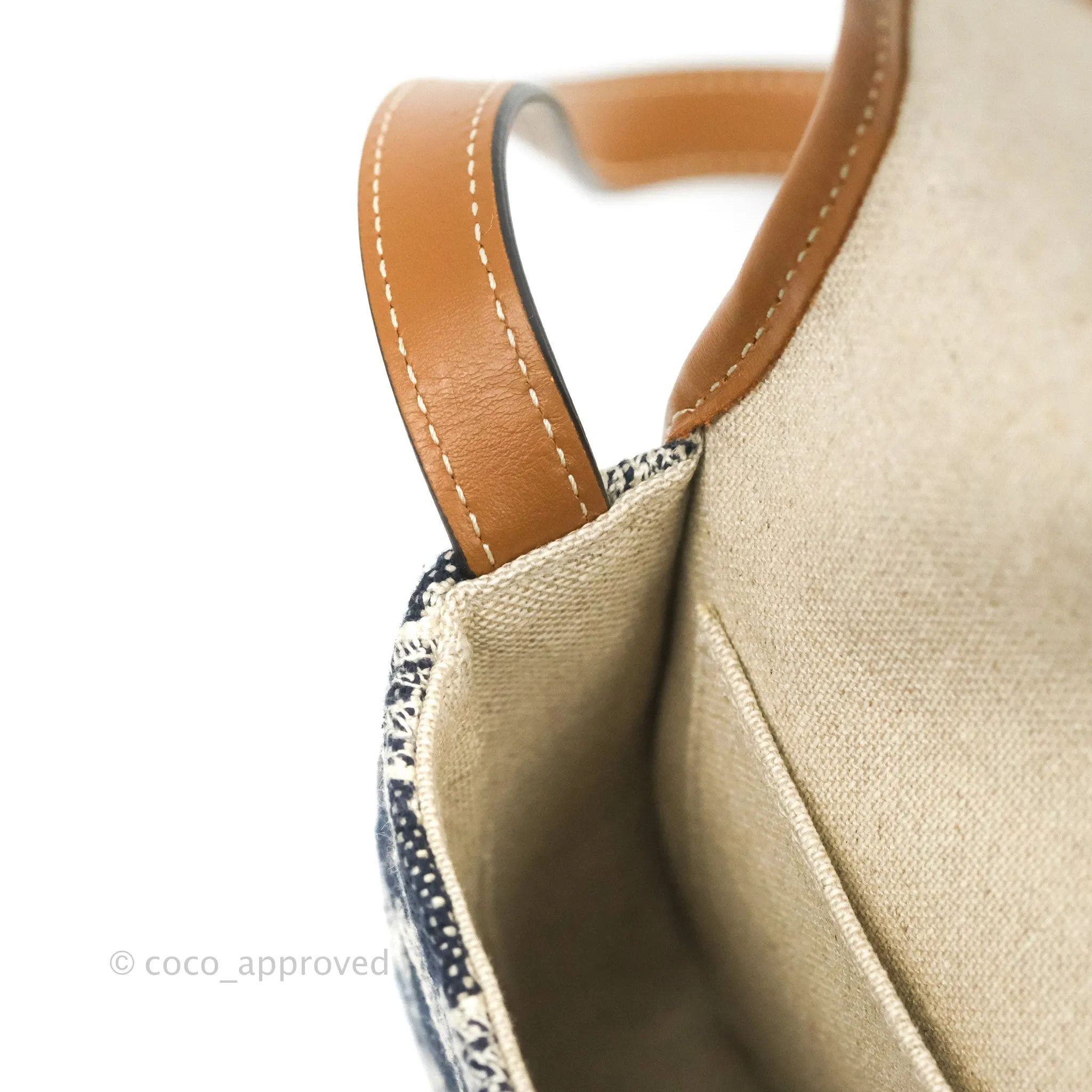 Celine Mini Besace in Navy Textile with Triomphe Embroidery Calfskin
