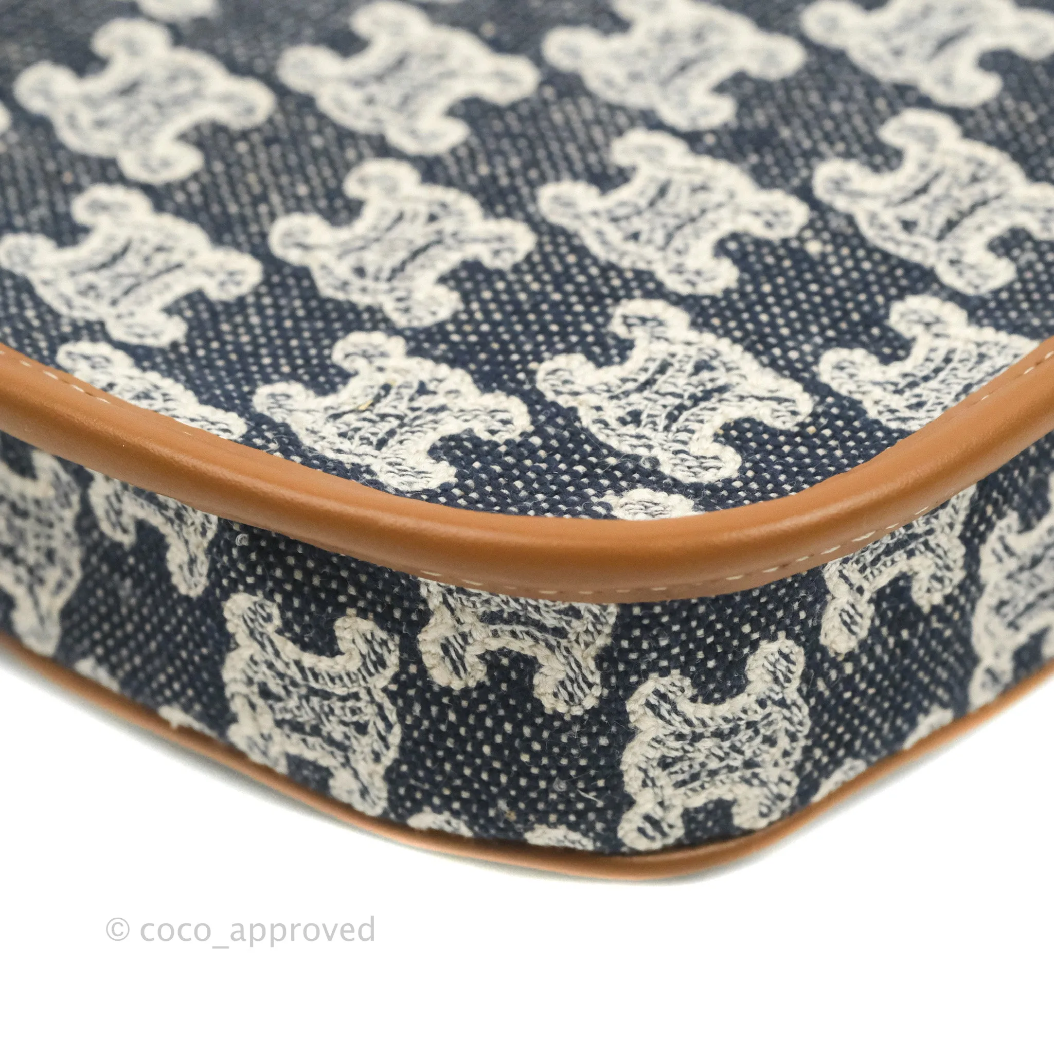 Celine Mini Besace in Navy Textile with Triomphe Embroidery Calfskin