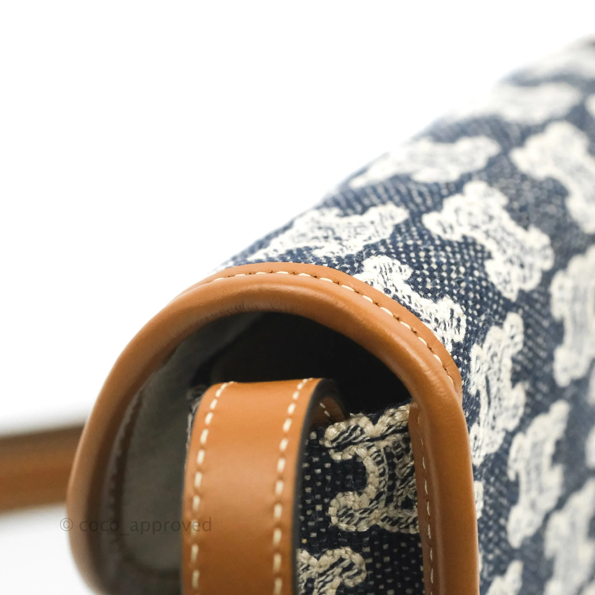 Celine Mini Besace in Navy Textile with Triomphe Embroidery Calfskin