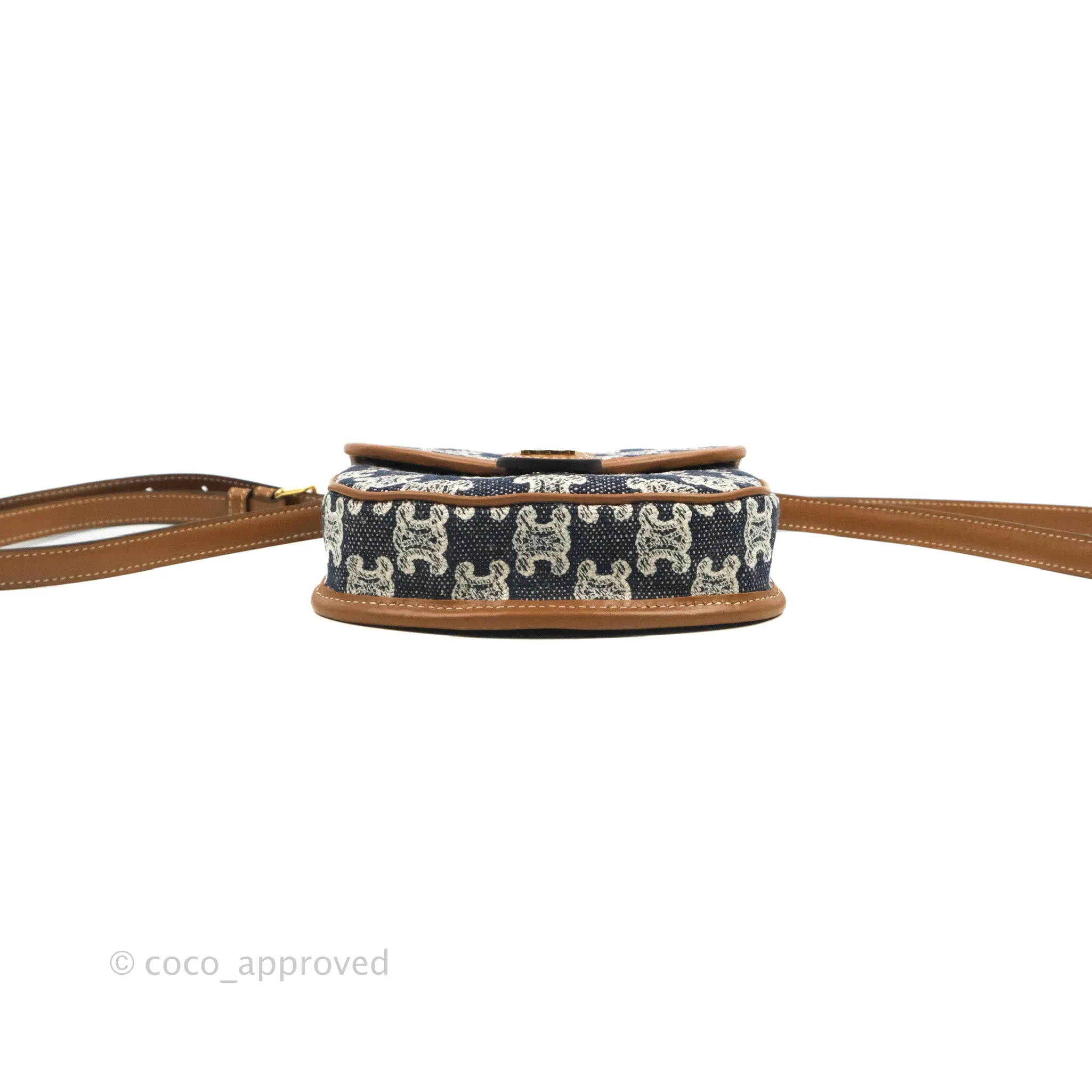Celine Mini Besace in Navy Textile with Triomphe Embroidery Calfskin
